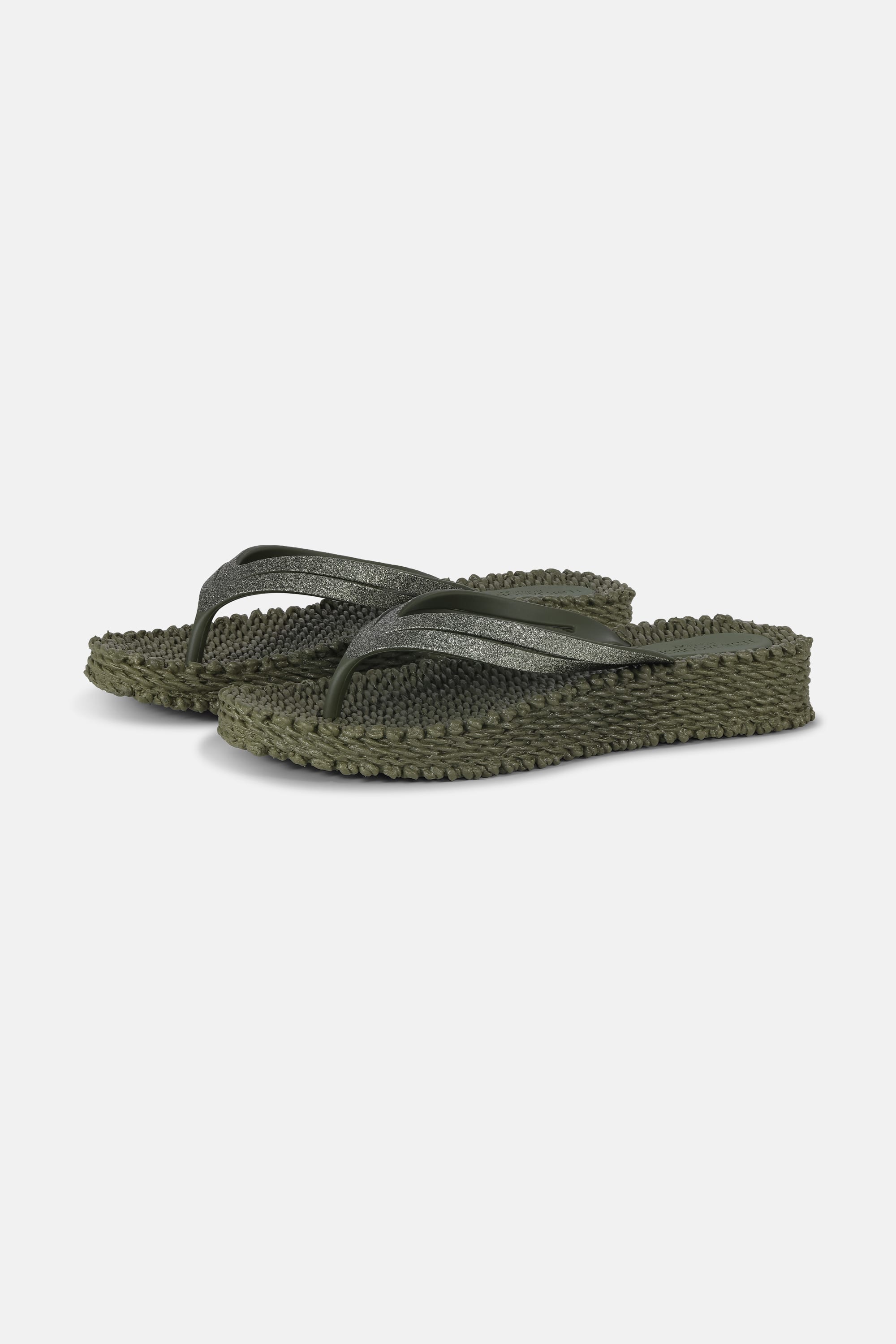 Platform Flip-flops Glitter - Army