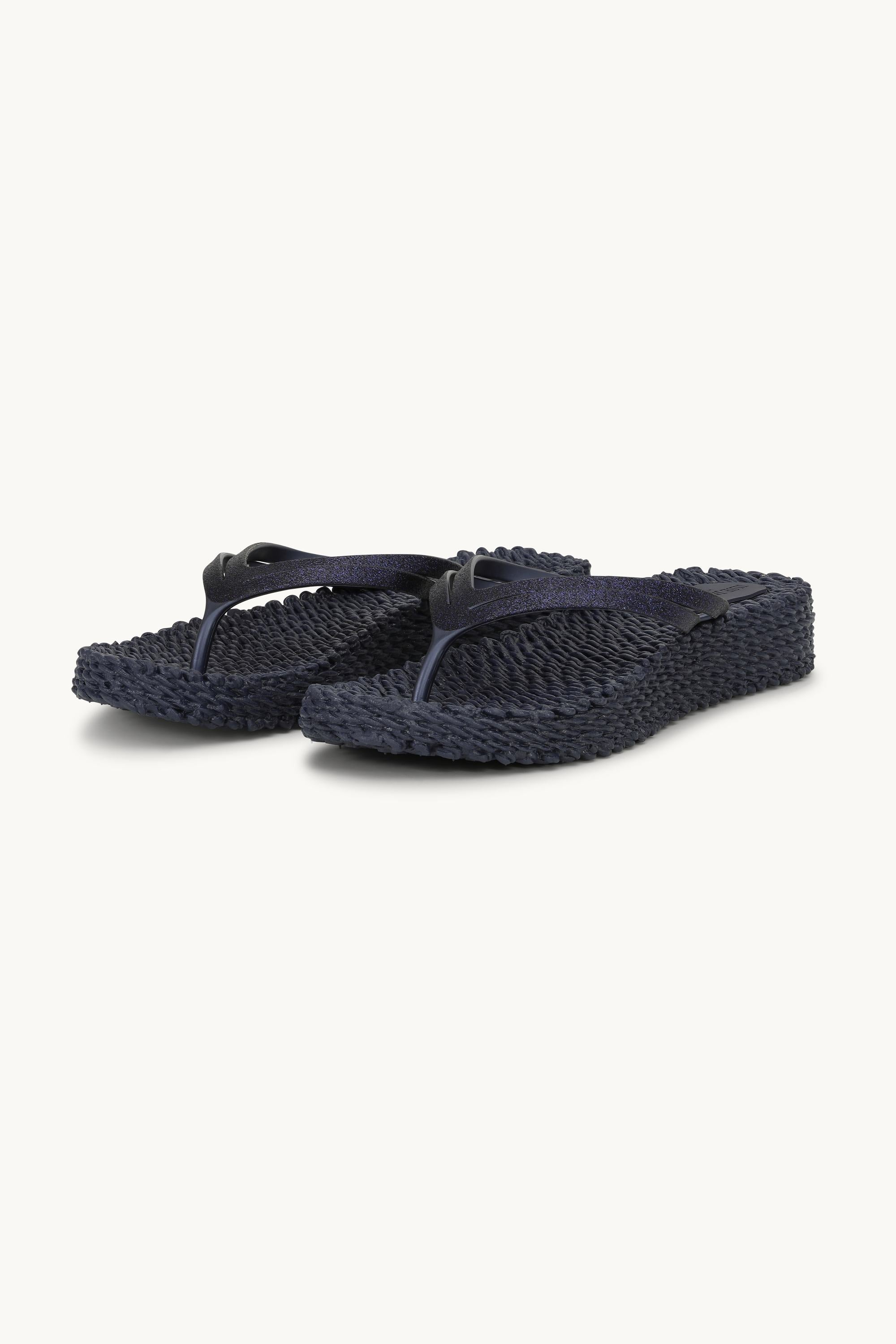 Tongs à Plateforme Pailletées - Indigo