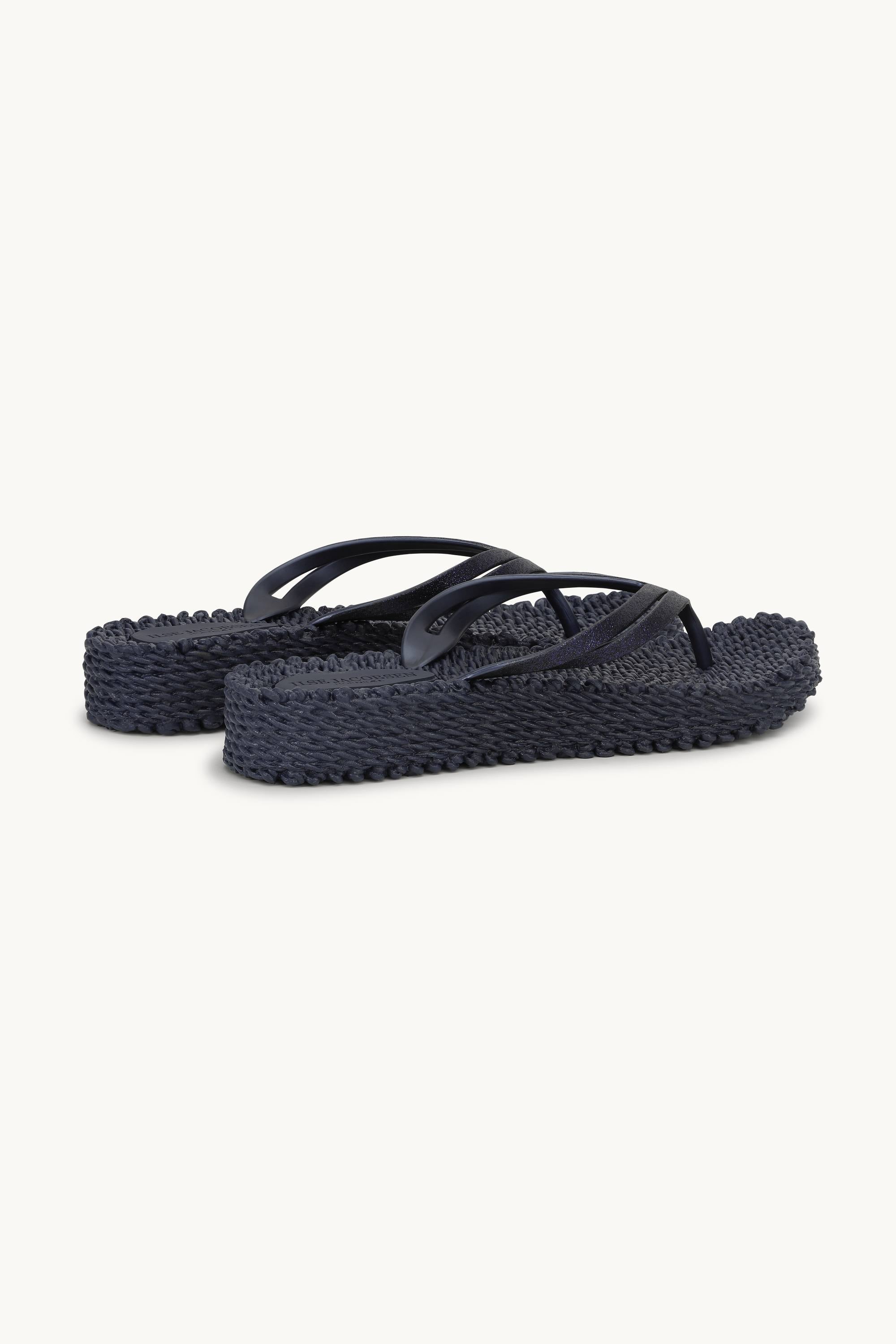 Tongs à Plateforme Pailletées - Indigo