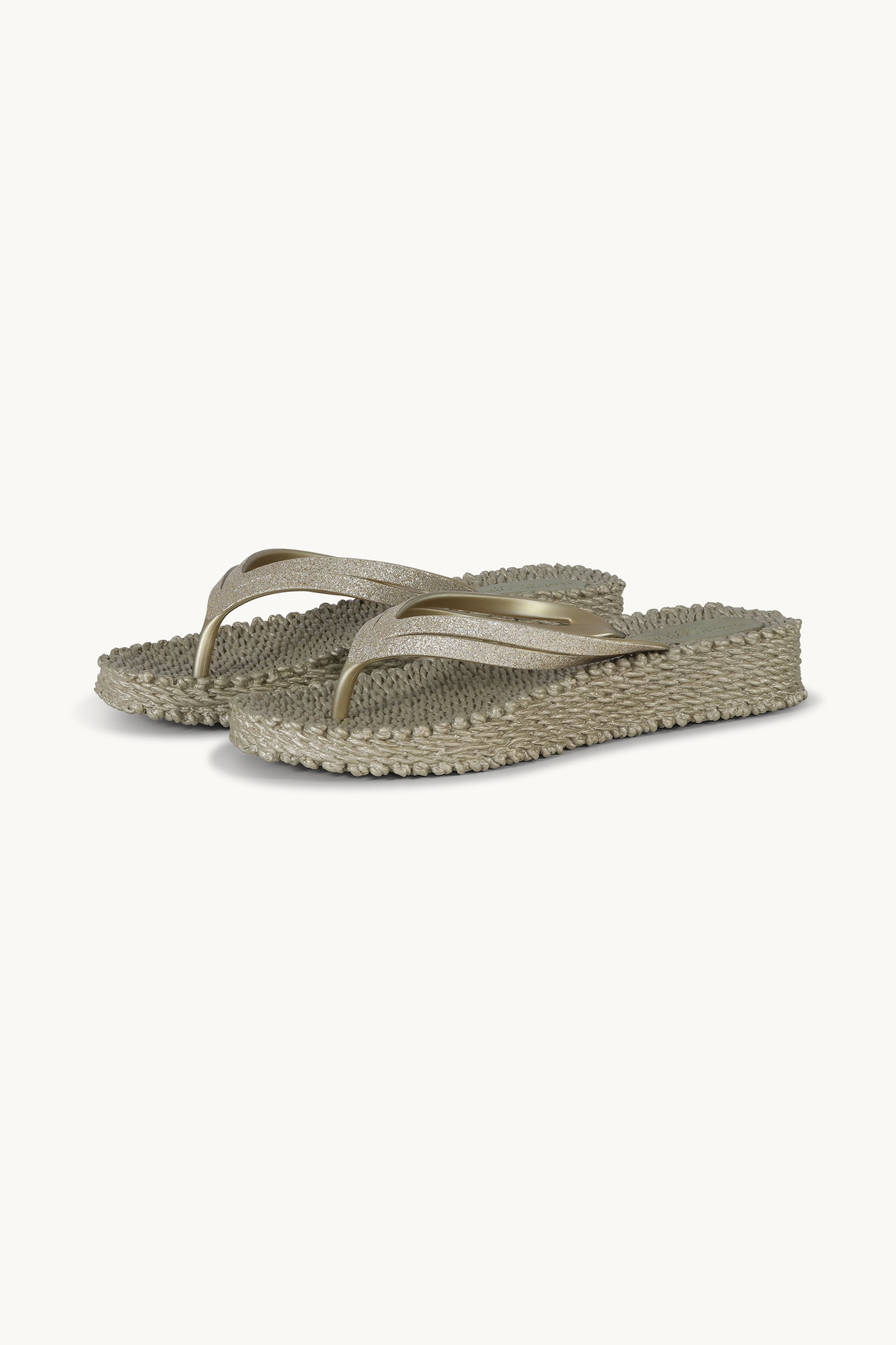 Tongs à Plateforme Pailletées - Platin
