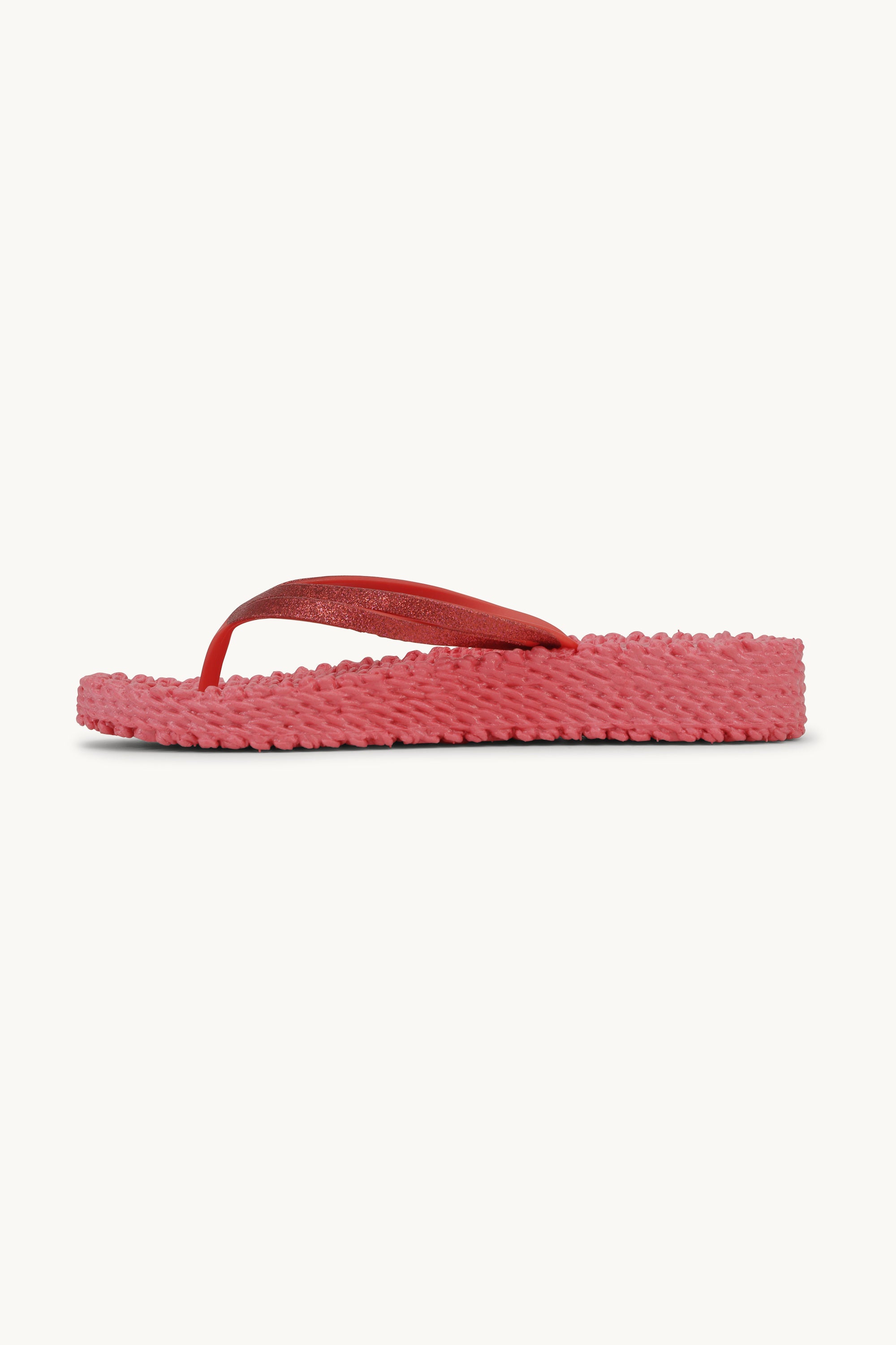 Tongs à Plateforme Pailletées - Raspberry