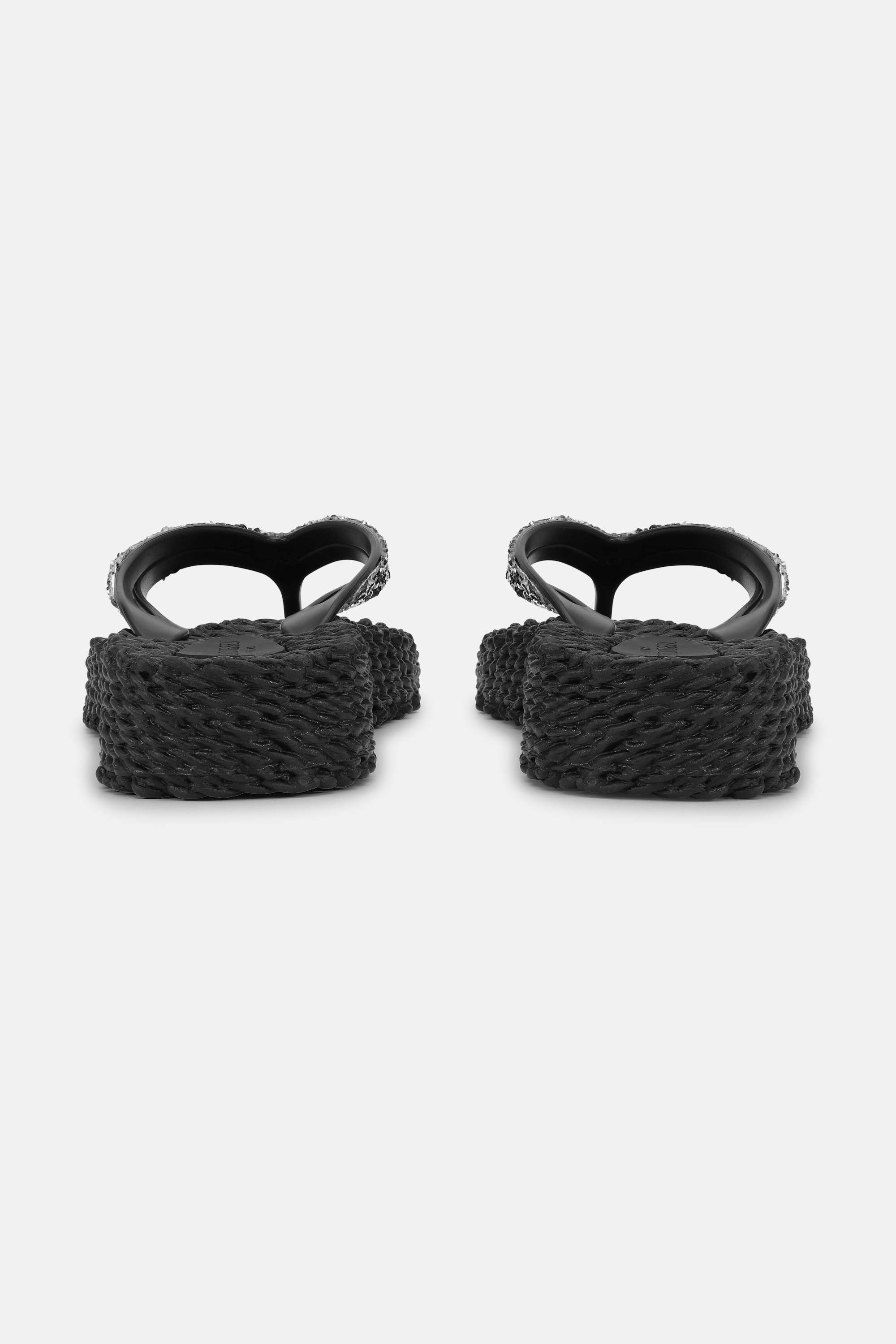 Tongs à Plateforme Pierres Scintillantes - Black