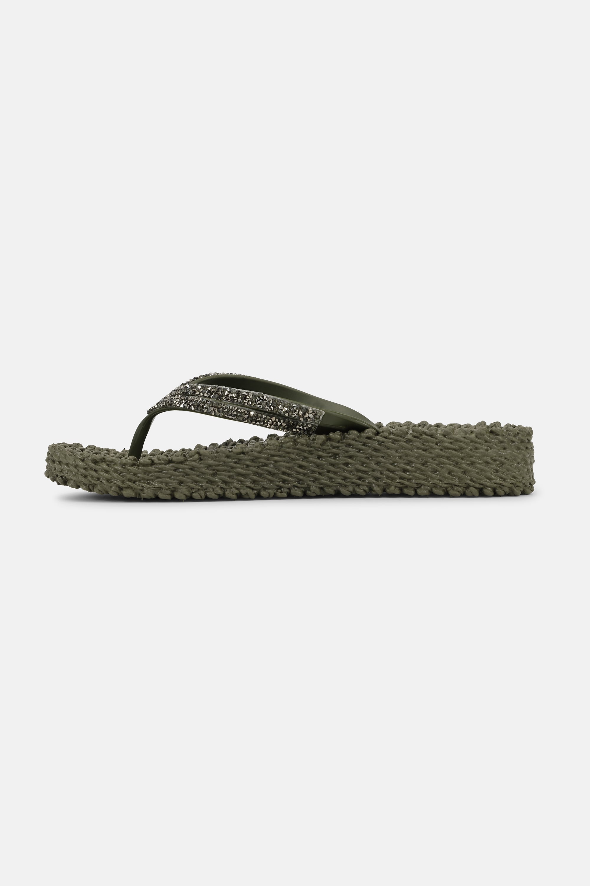 Platform Flip-flops Glitter Stones - Army