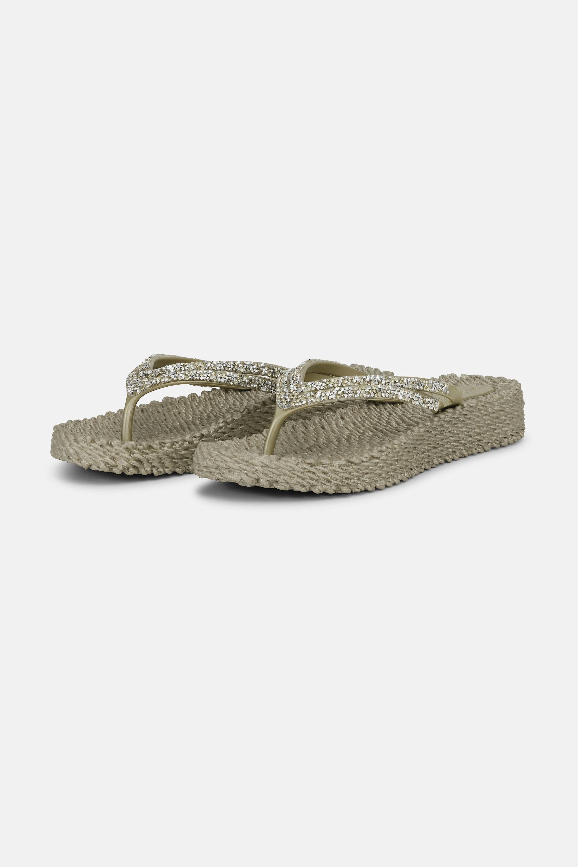Platform Flip-flops Glitter Stones - Platin