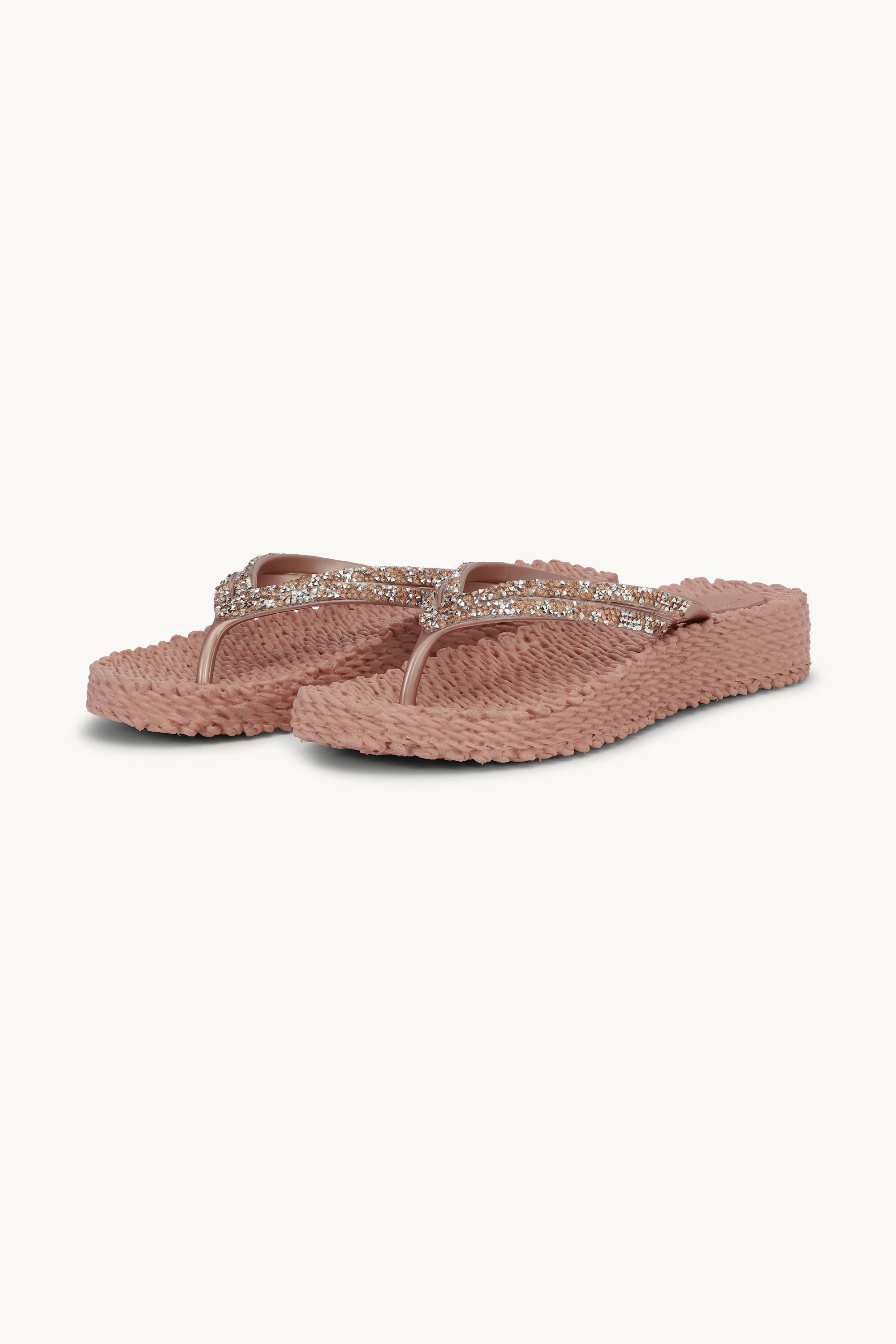 Platform Flip-flops Glitter Stones - Misty Rose