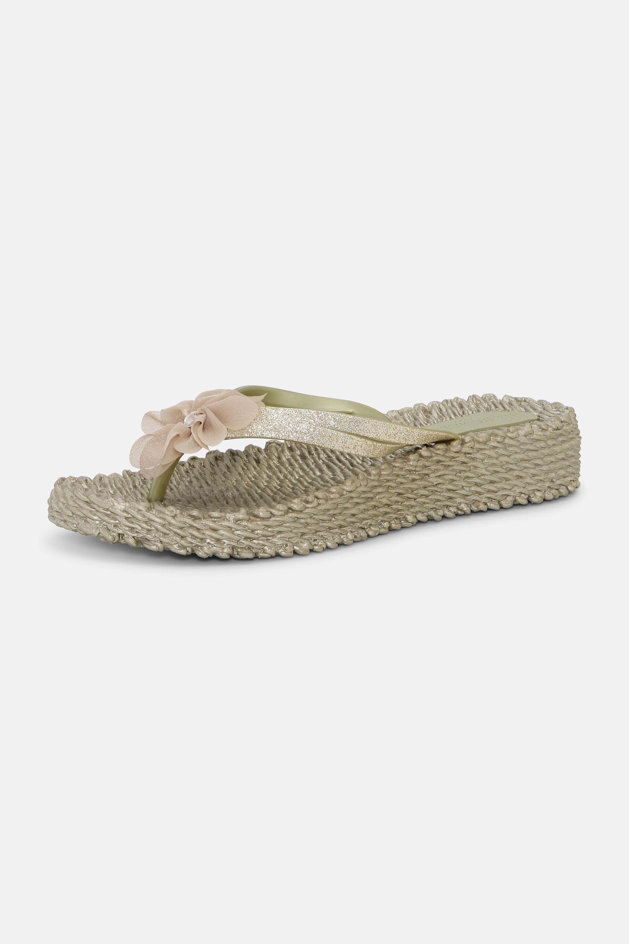 Flip Flops with Flower - Platin