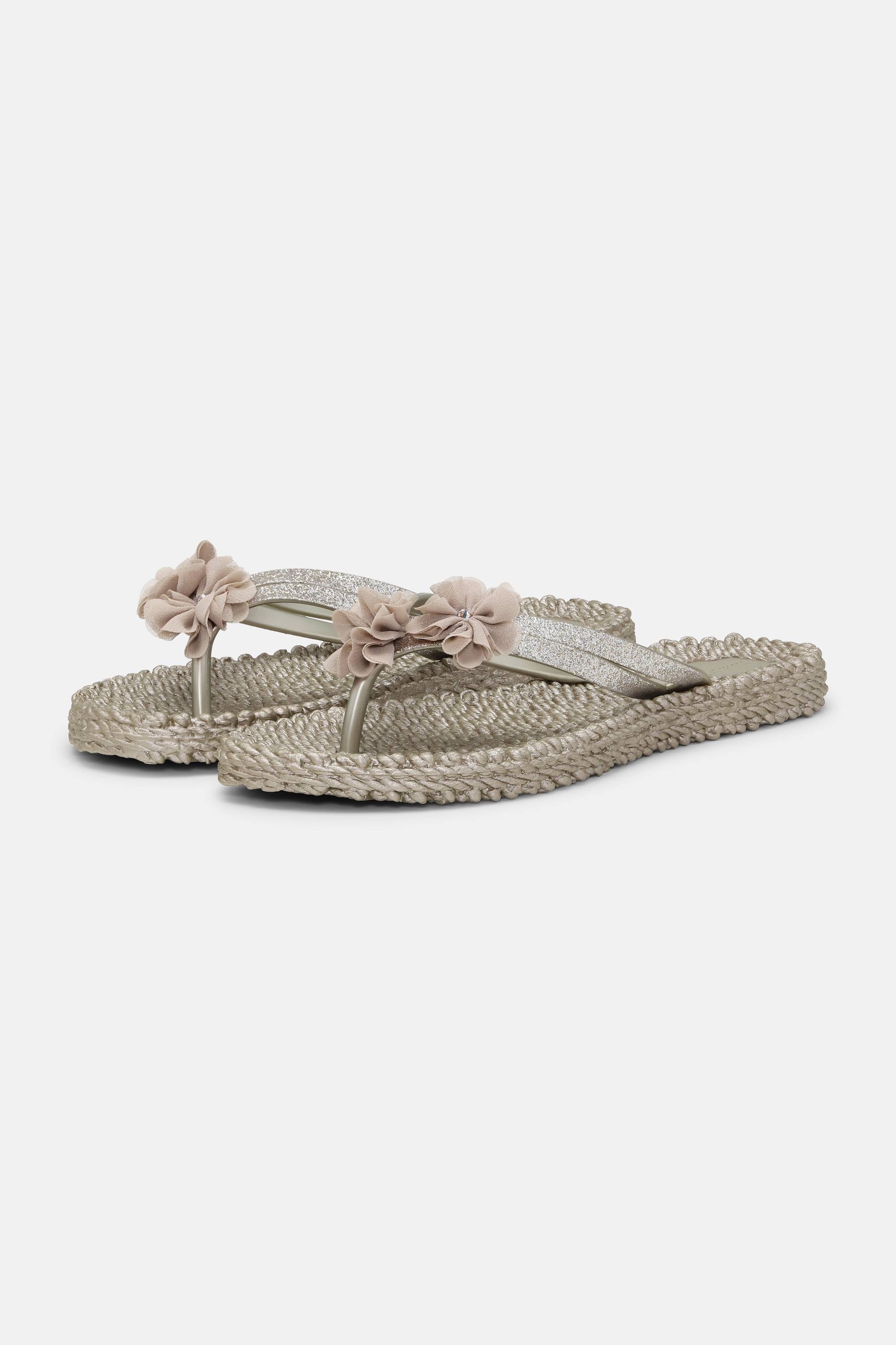 Flip Flops with Flowers - Platin