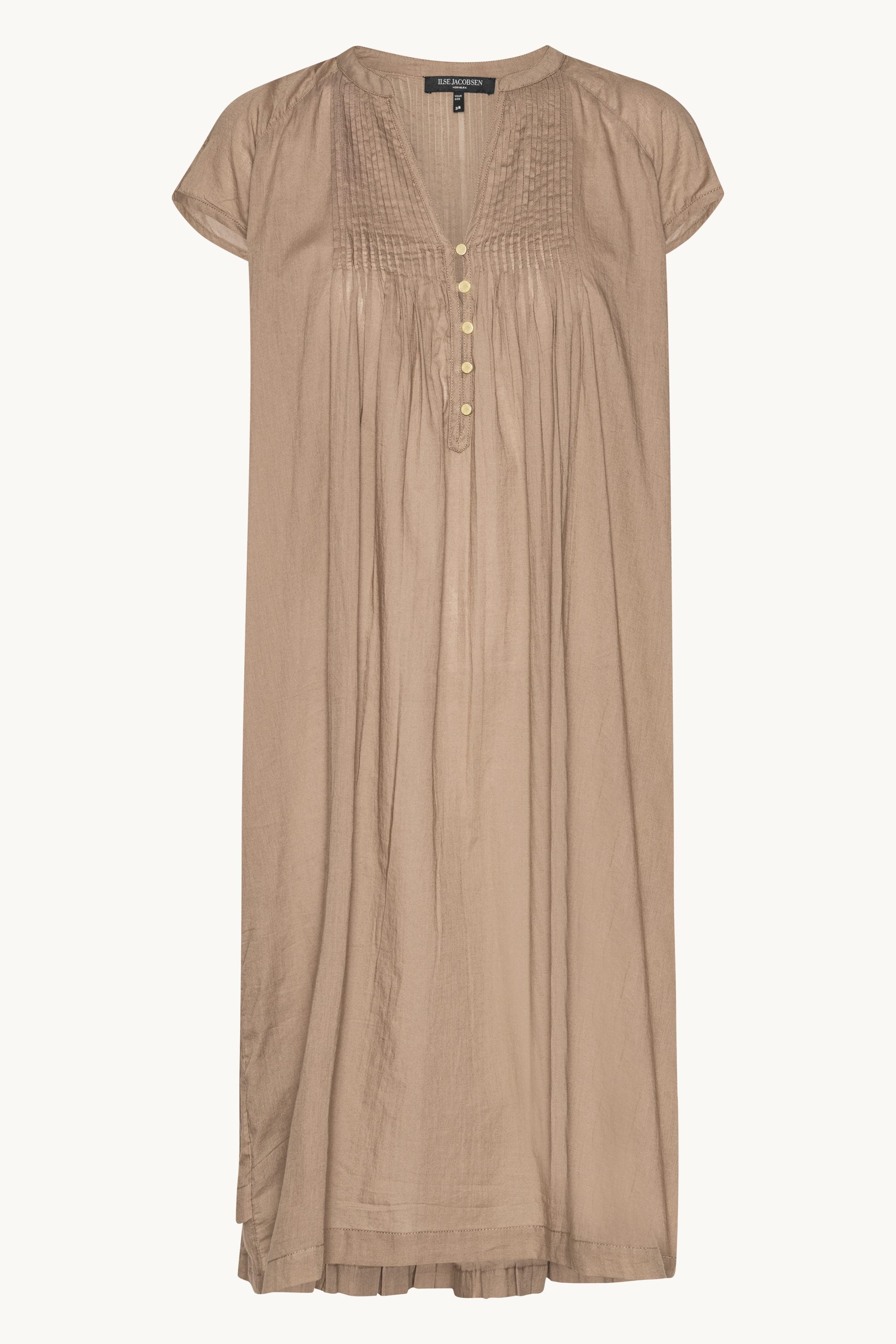 Robe Longue à Manches Courtes - Greige