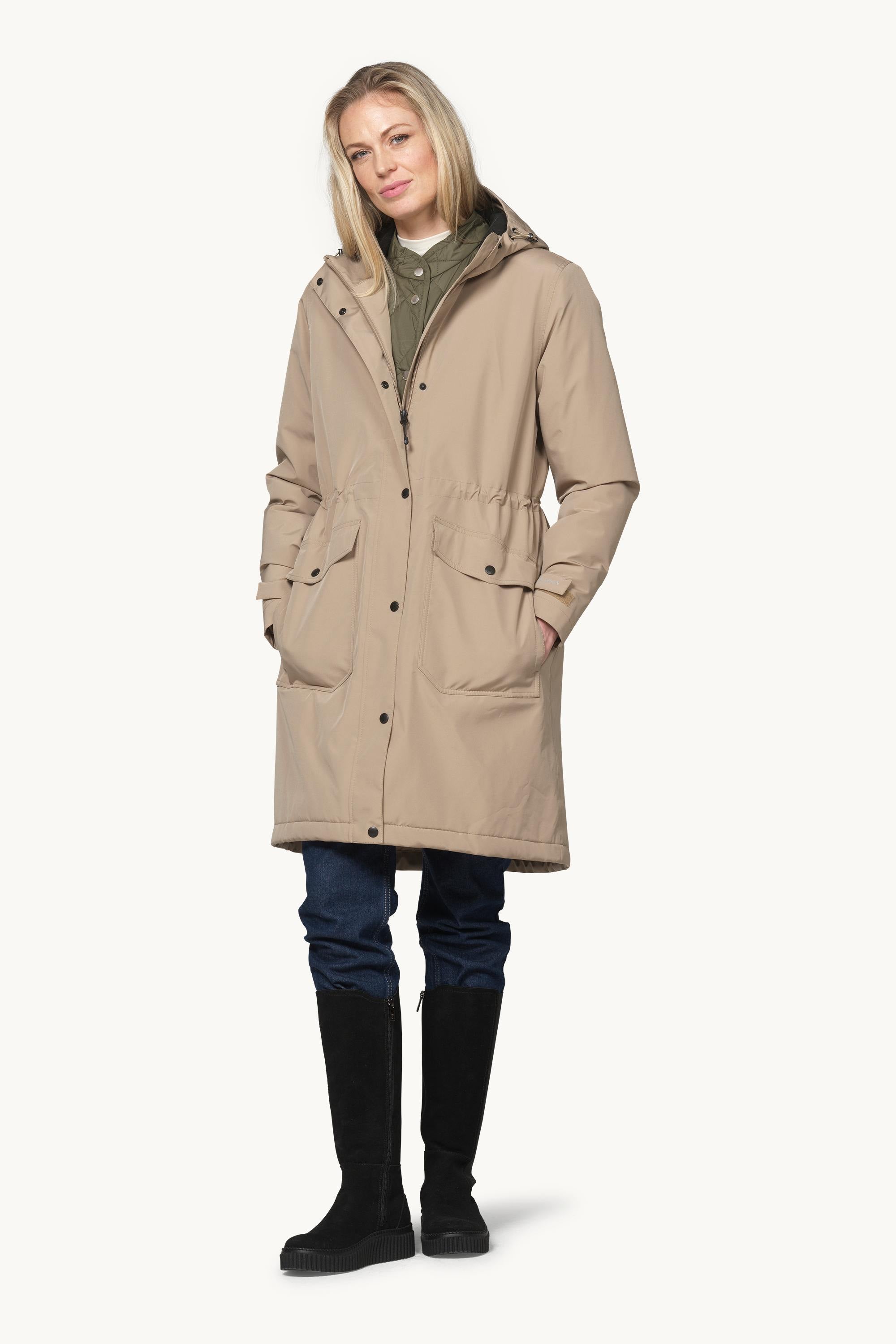 Padded Raincoat - Greige