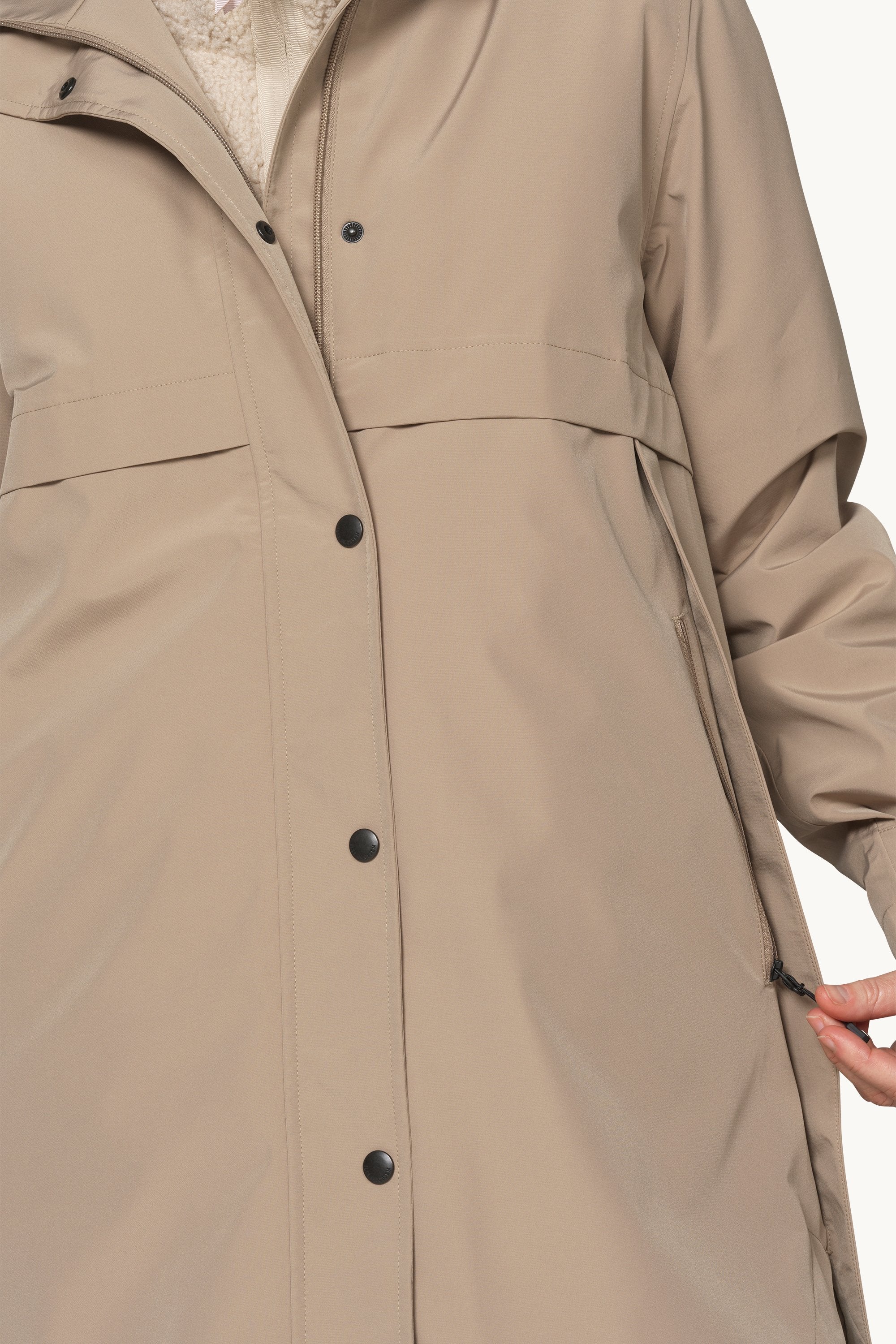 Padded Raincoat - Greige