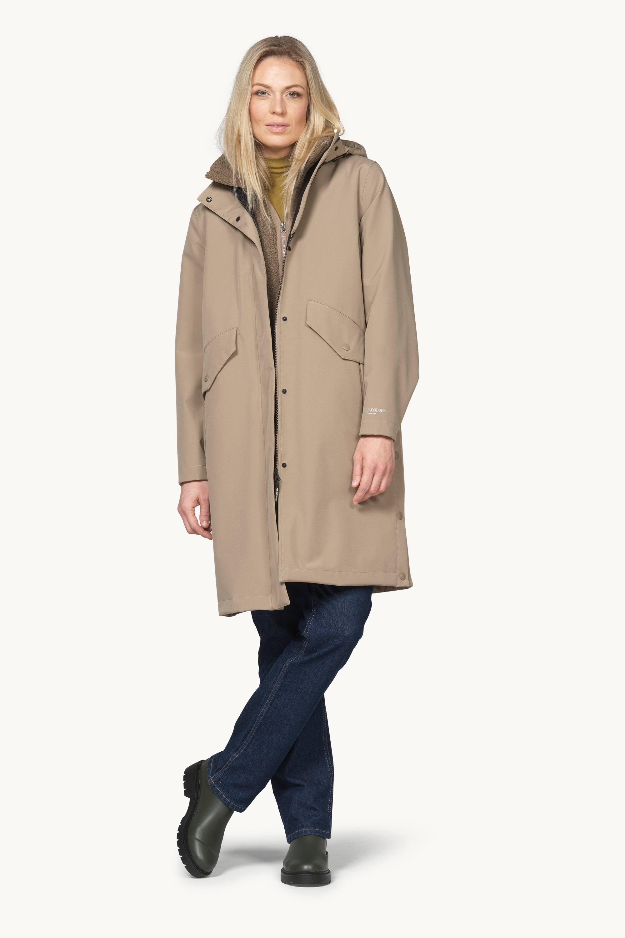 Long Softshell Raincoat - Greige