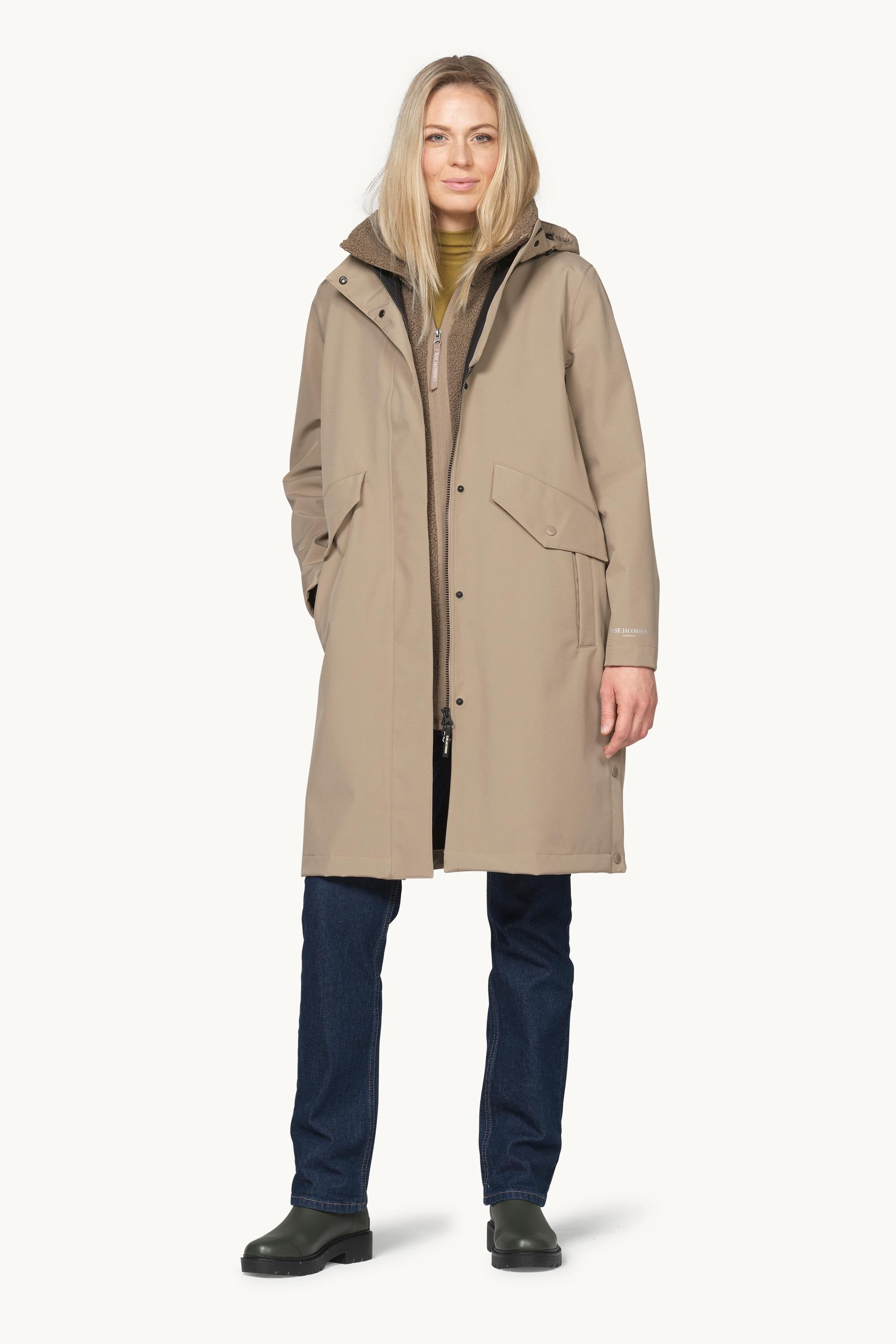 Long Softshell Raincoat - Greige