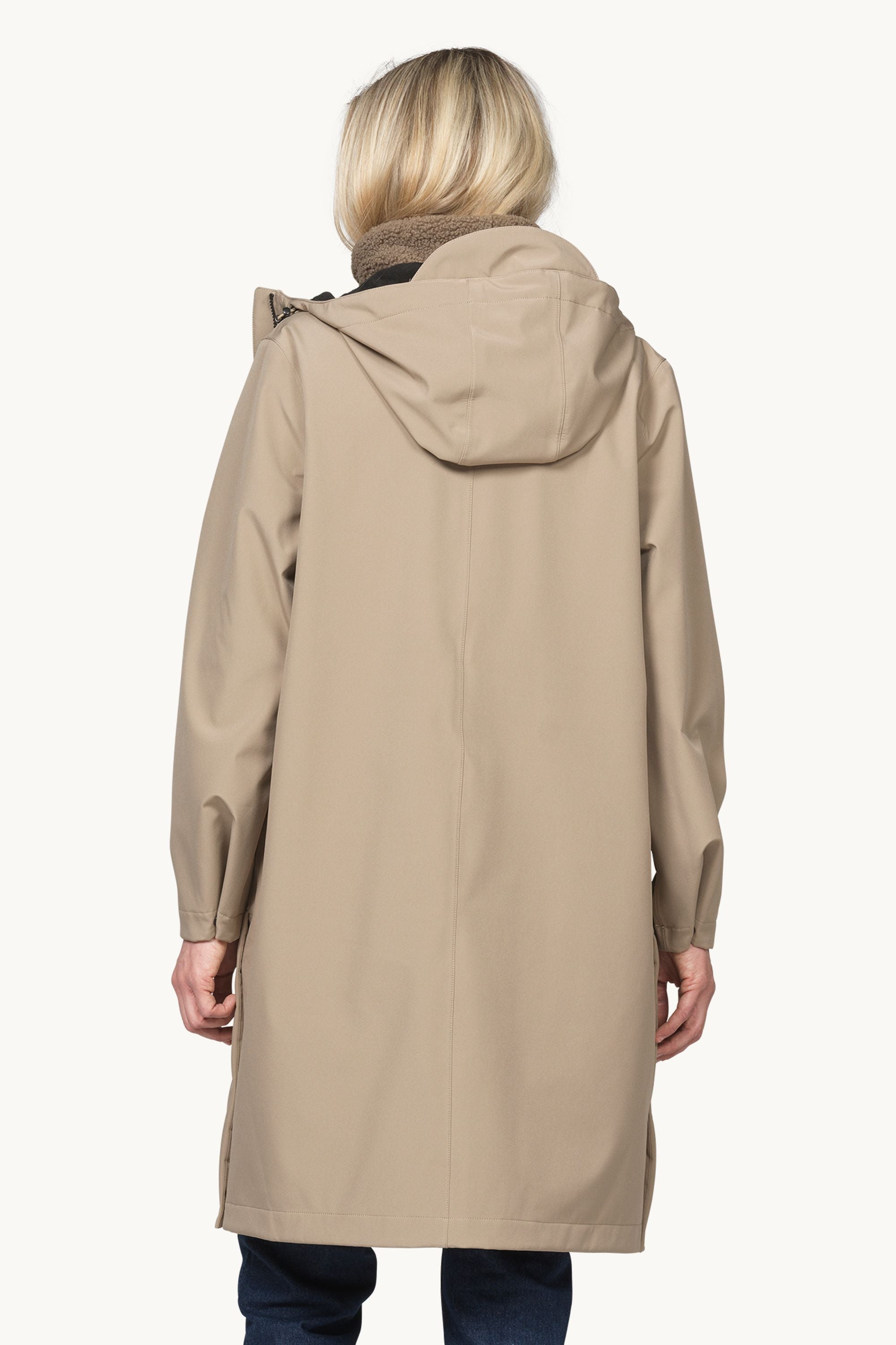 Long Softshell Raincoat - Greige