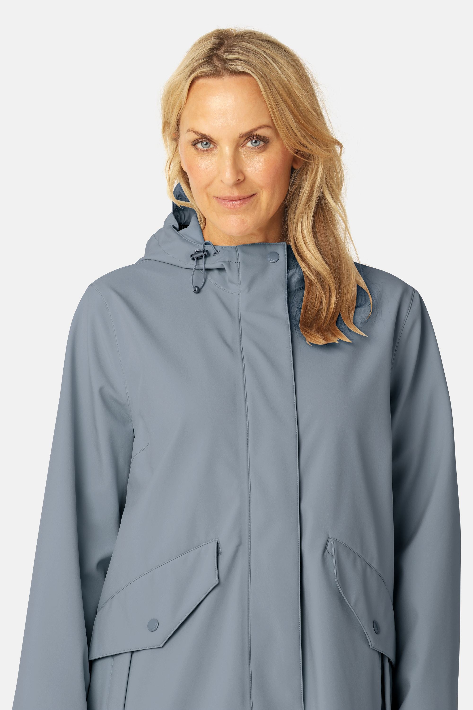 Long Softshell Raincoat - Grey Blue