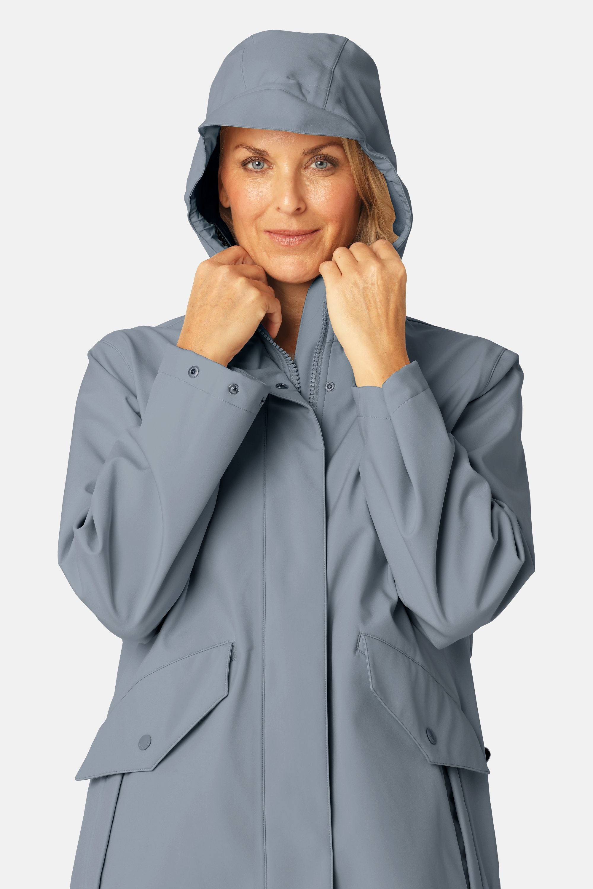 Long Softshell Raincoat - Grey Blue