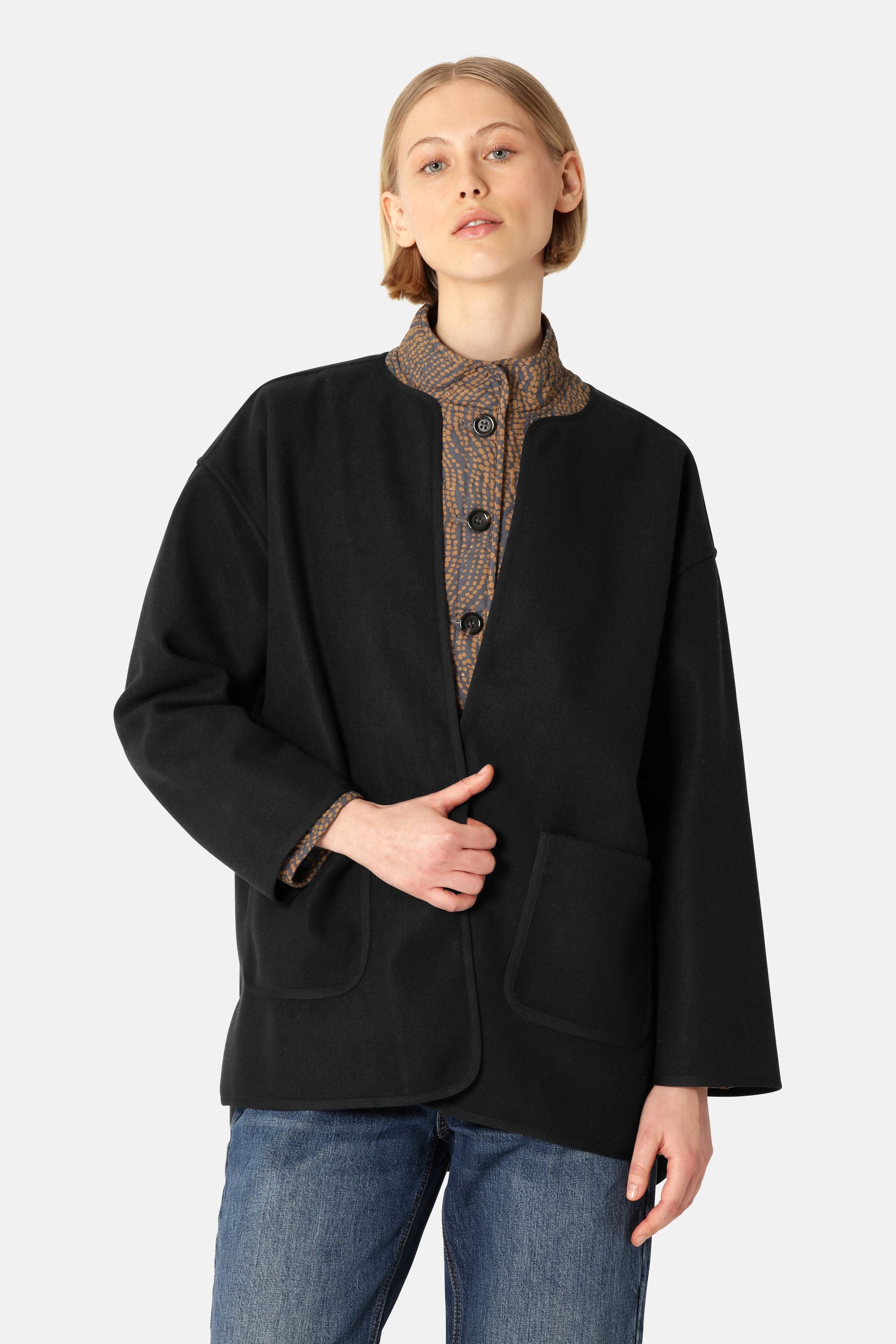 Veste Décontractée En Feutre - Black