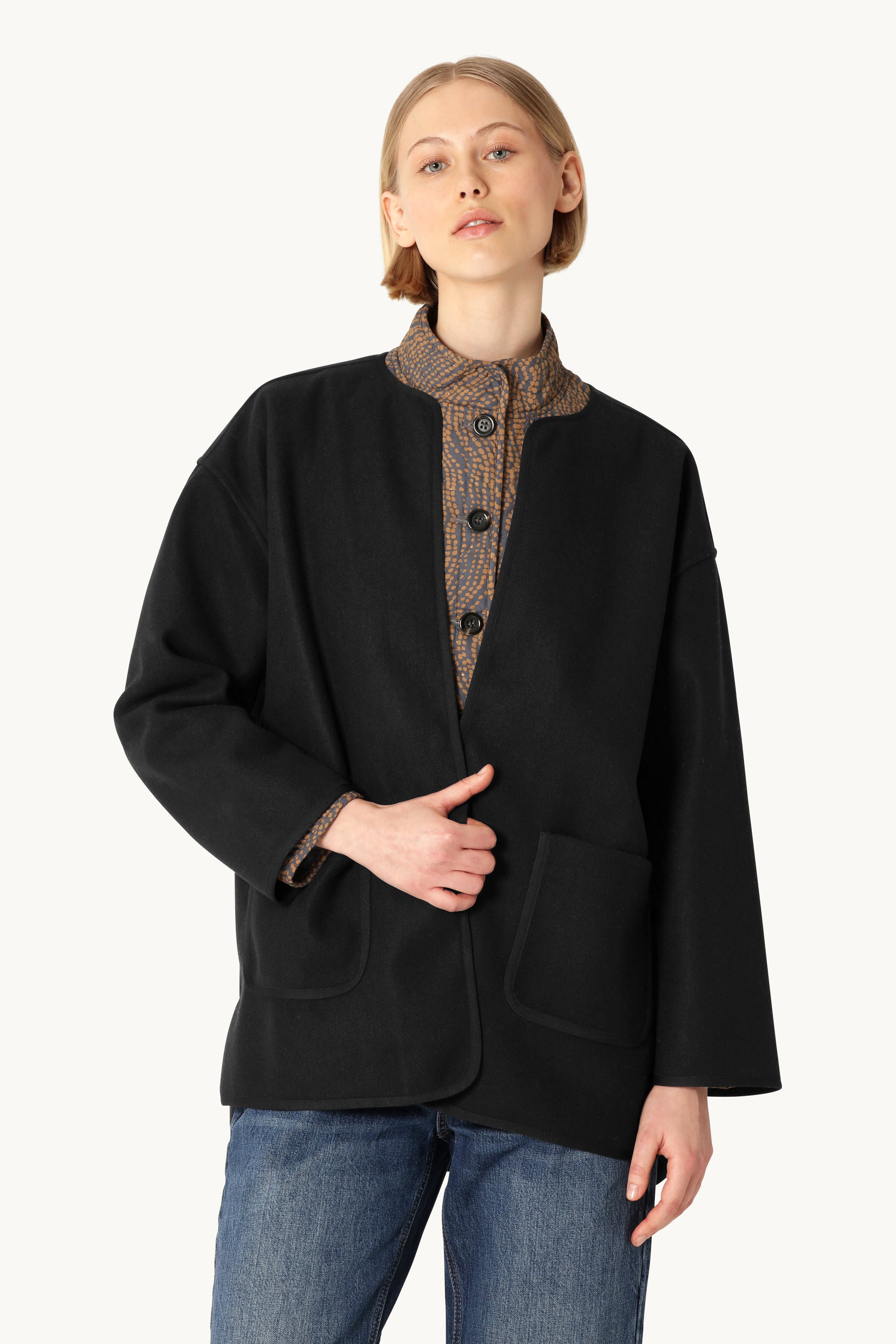 Veste Décontractée En Feutre - Black