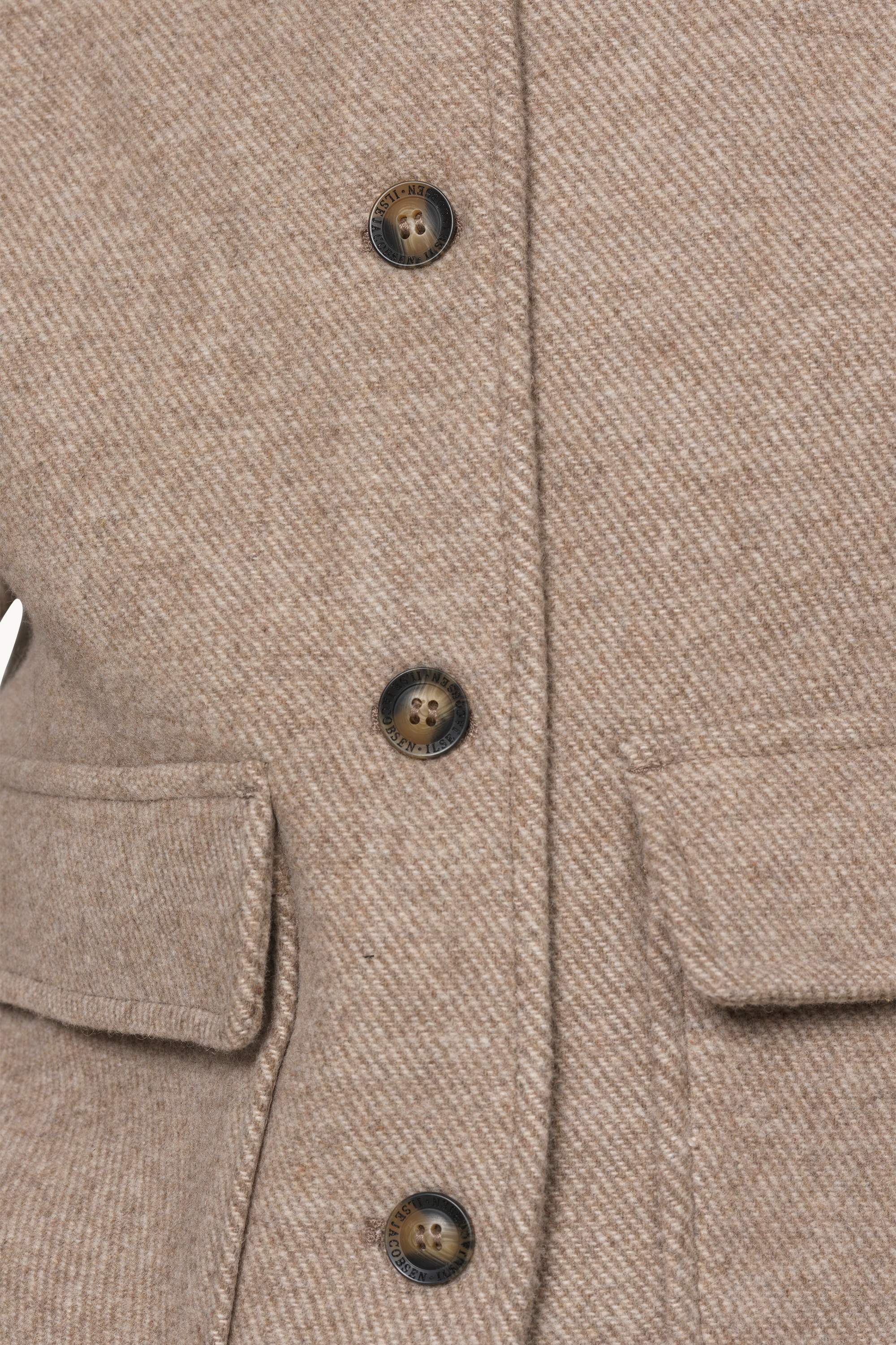 Short buttoned Jacket with Patched Pockets - Greige