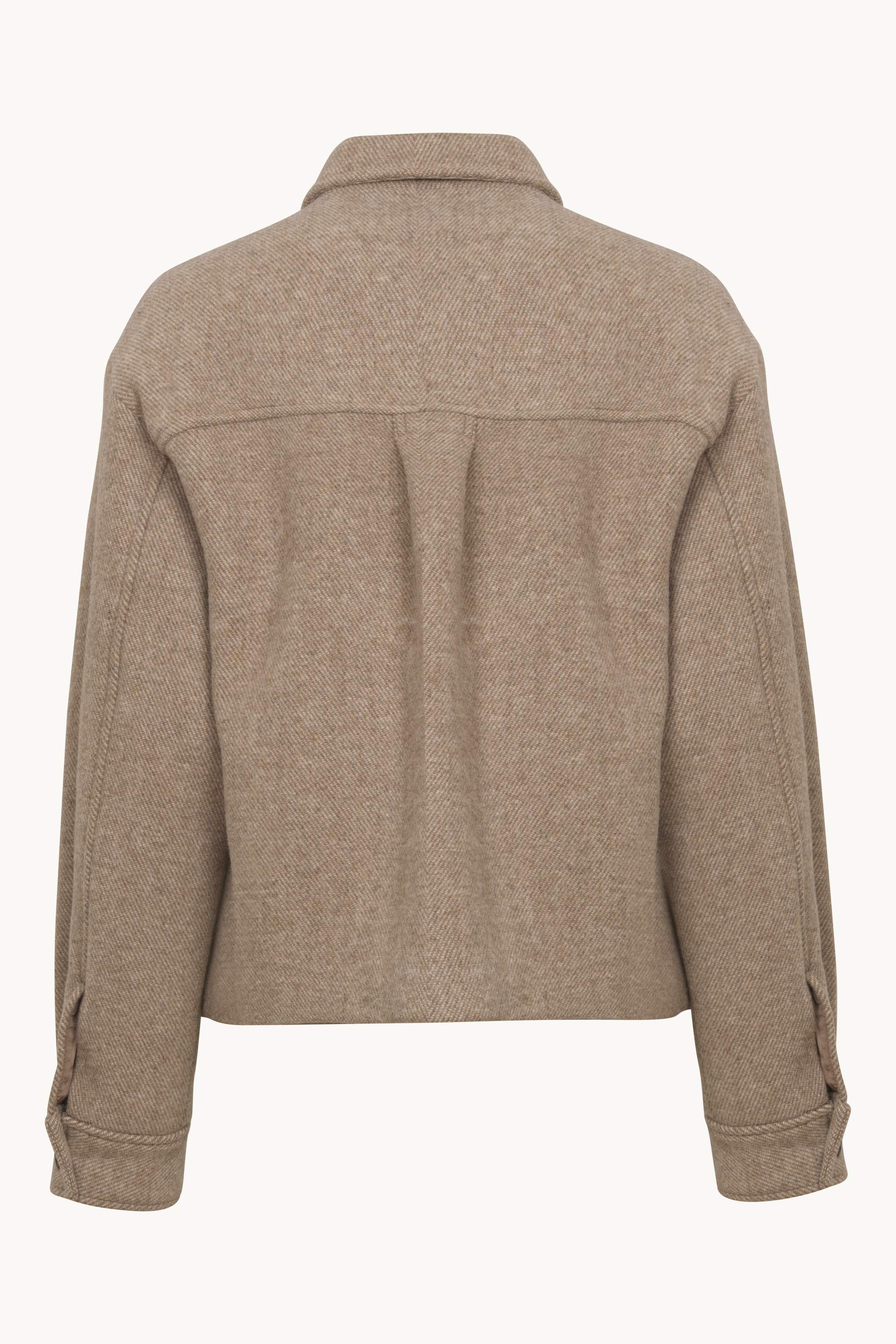 Short buttoned Jacket with Patched Pockets - Greige