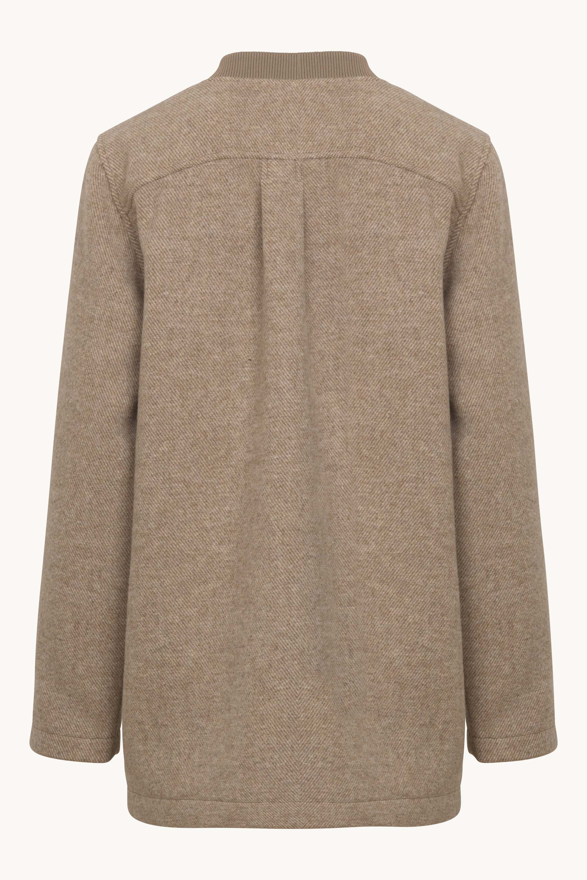Zipped Jacket with Patched Pockets - Greige