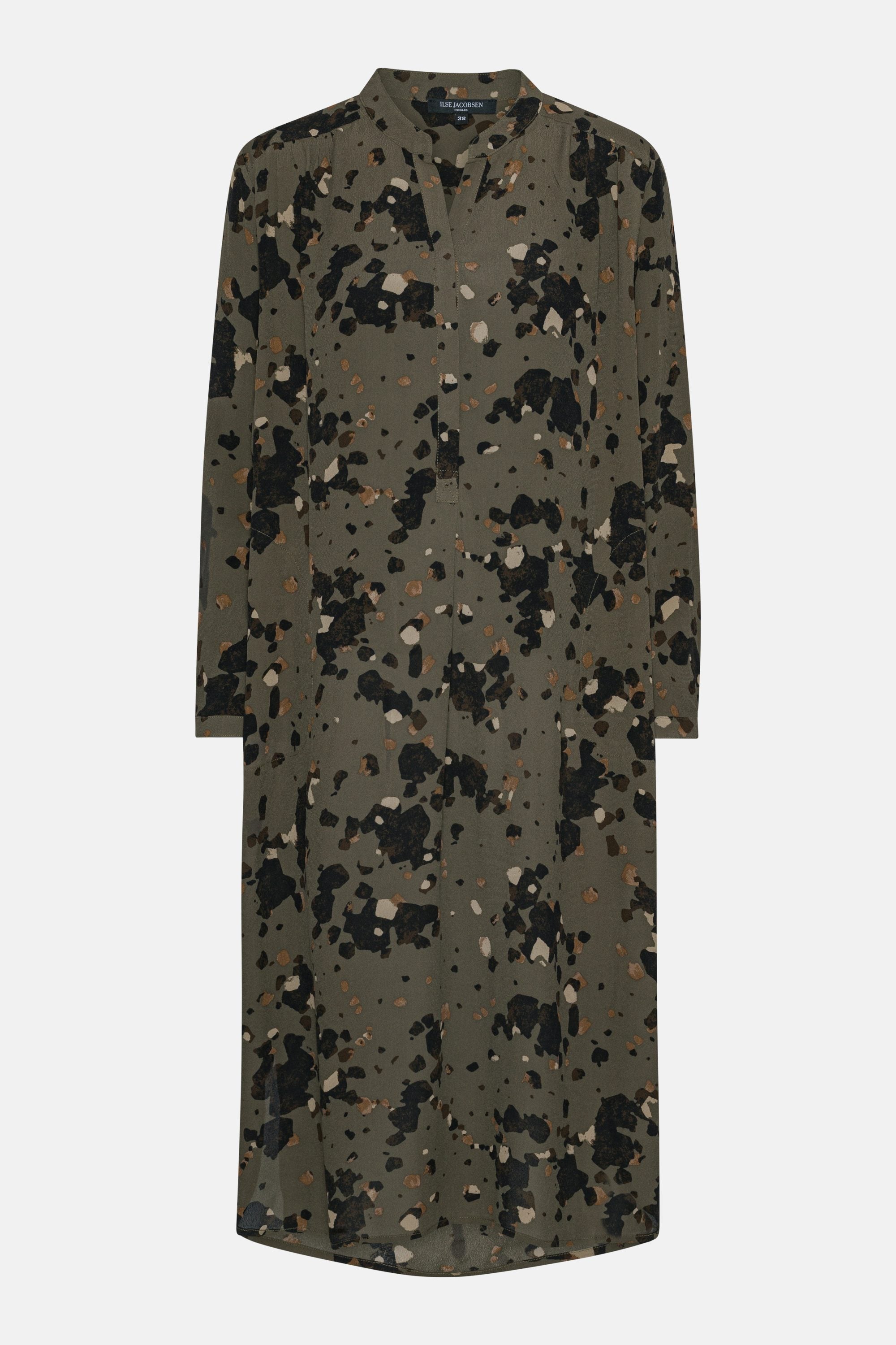 Tunic Dress With Half Placket - Graphic Camo