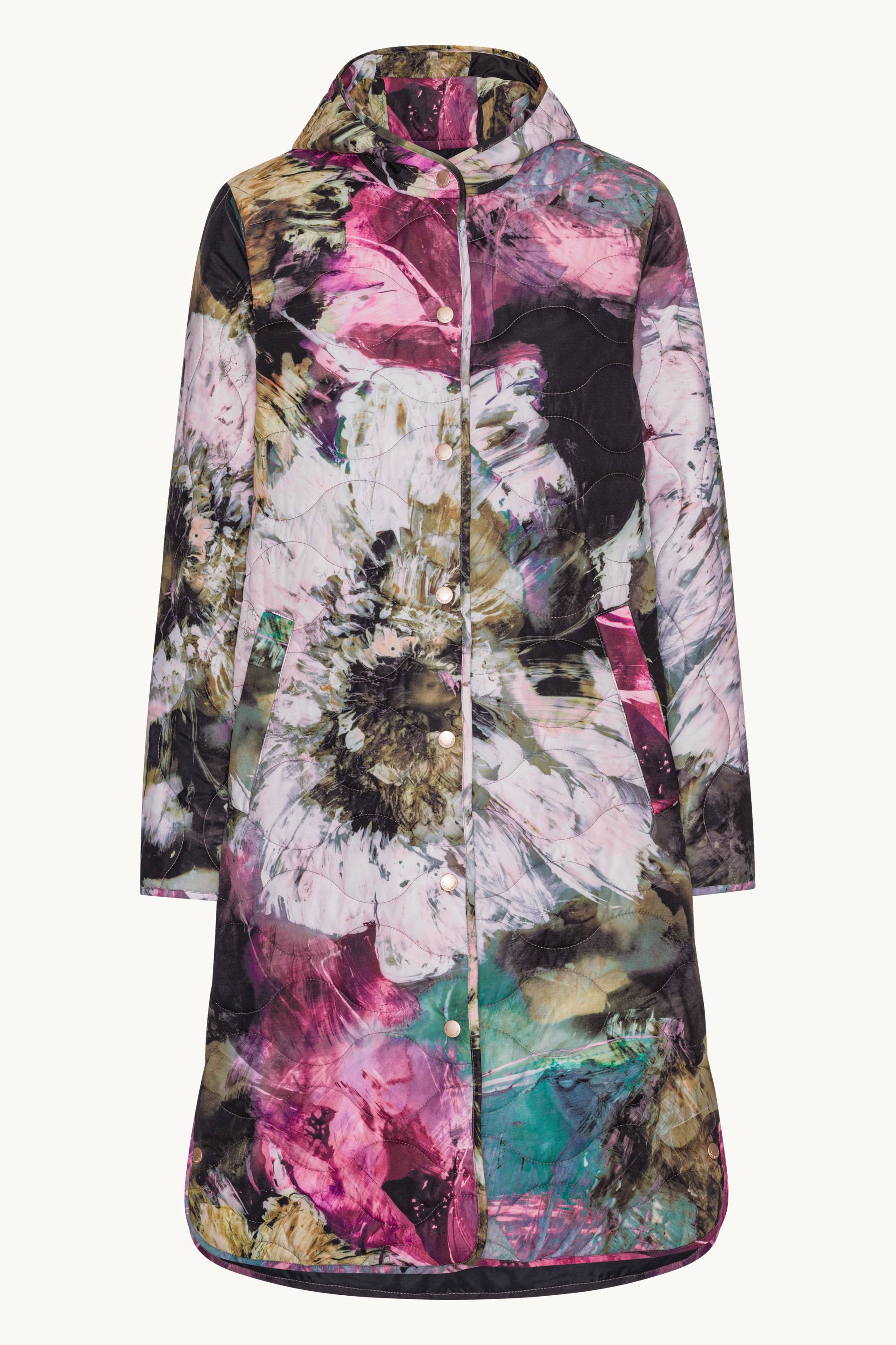 Manteau Long Matelassé - Artistic Flower Print