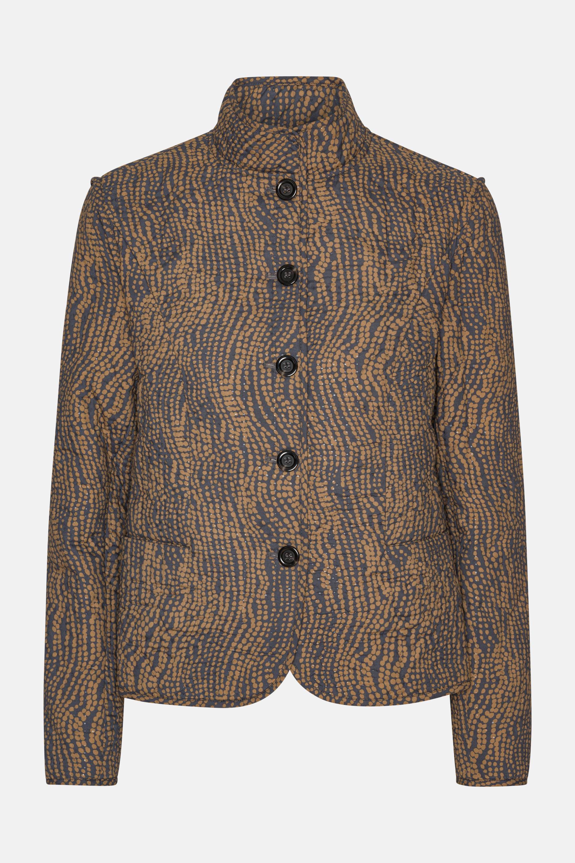 Short Quilted Jacket - Beige Dotted