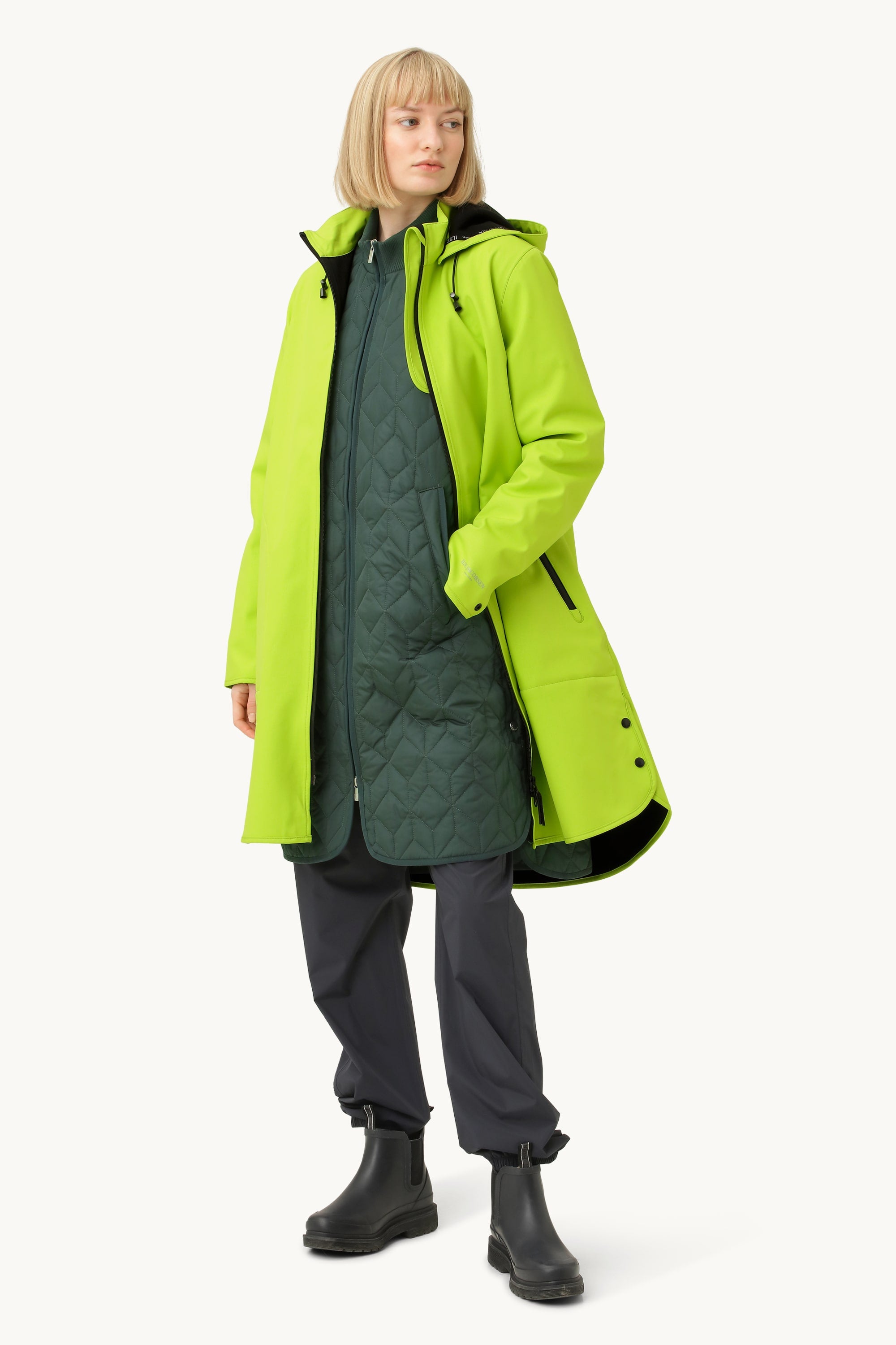Softshell Raincoat A-line - Lime Green