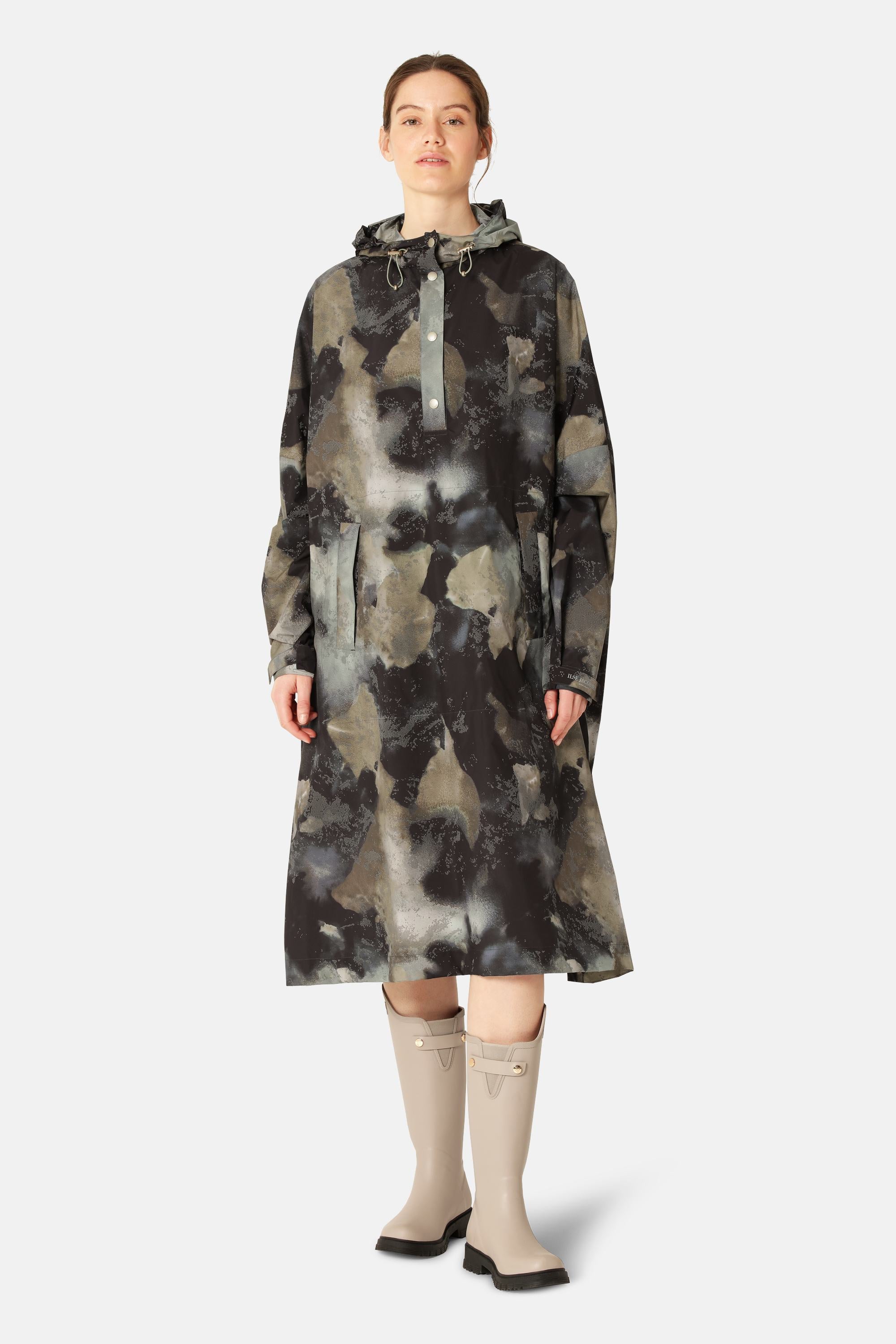 Poncho Raincoat - Moss Print