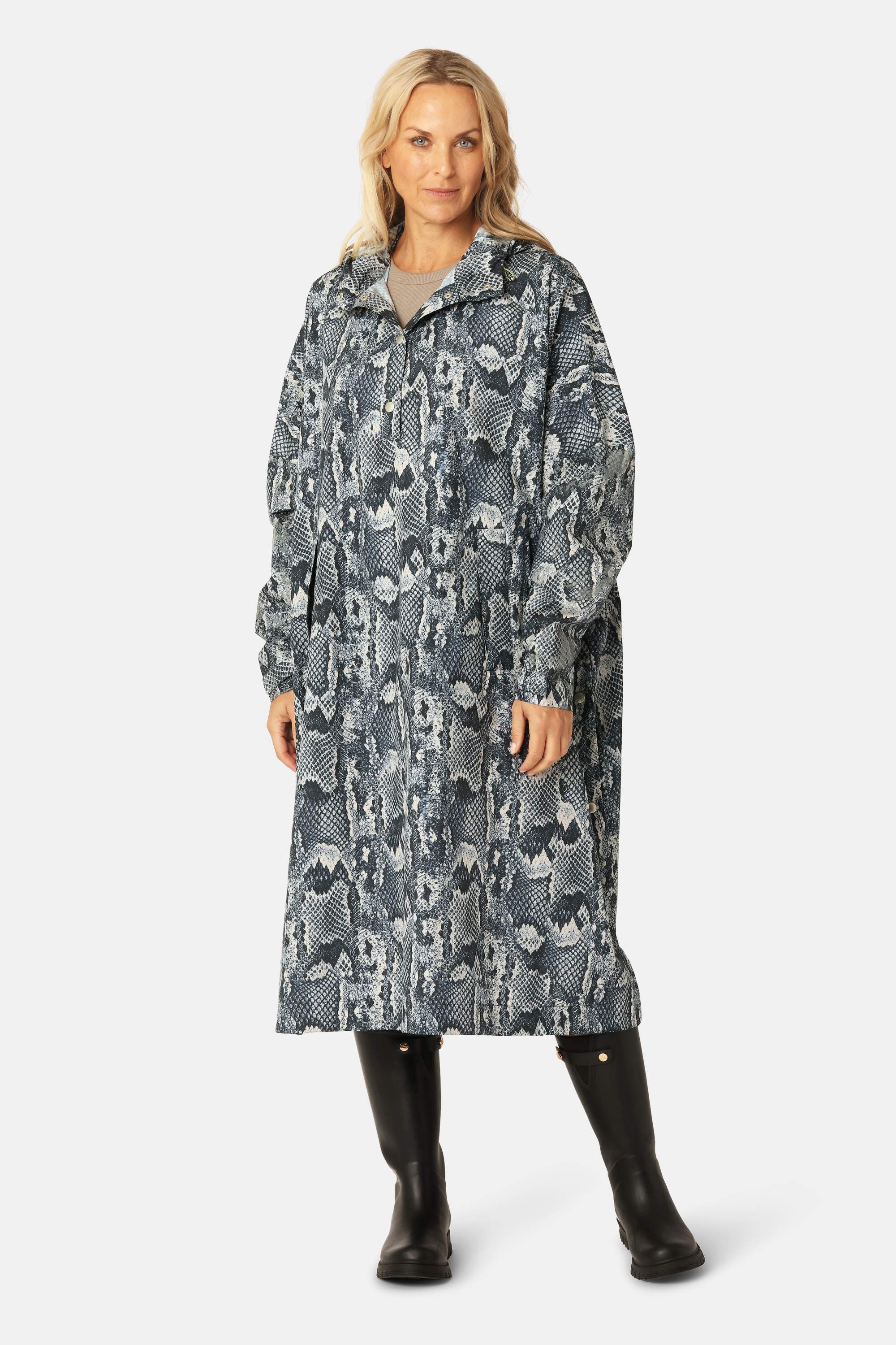 Poncho Raincoat - Dark Blue Snake