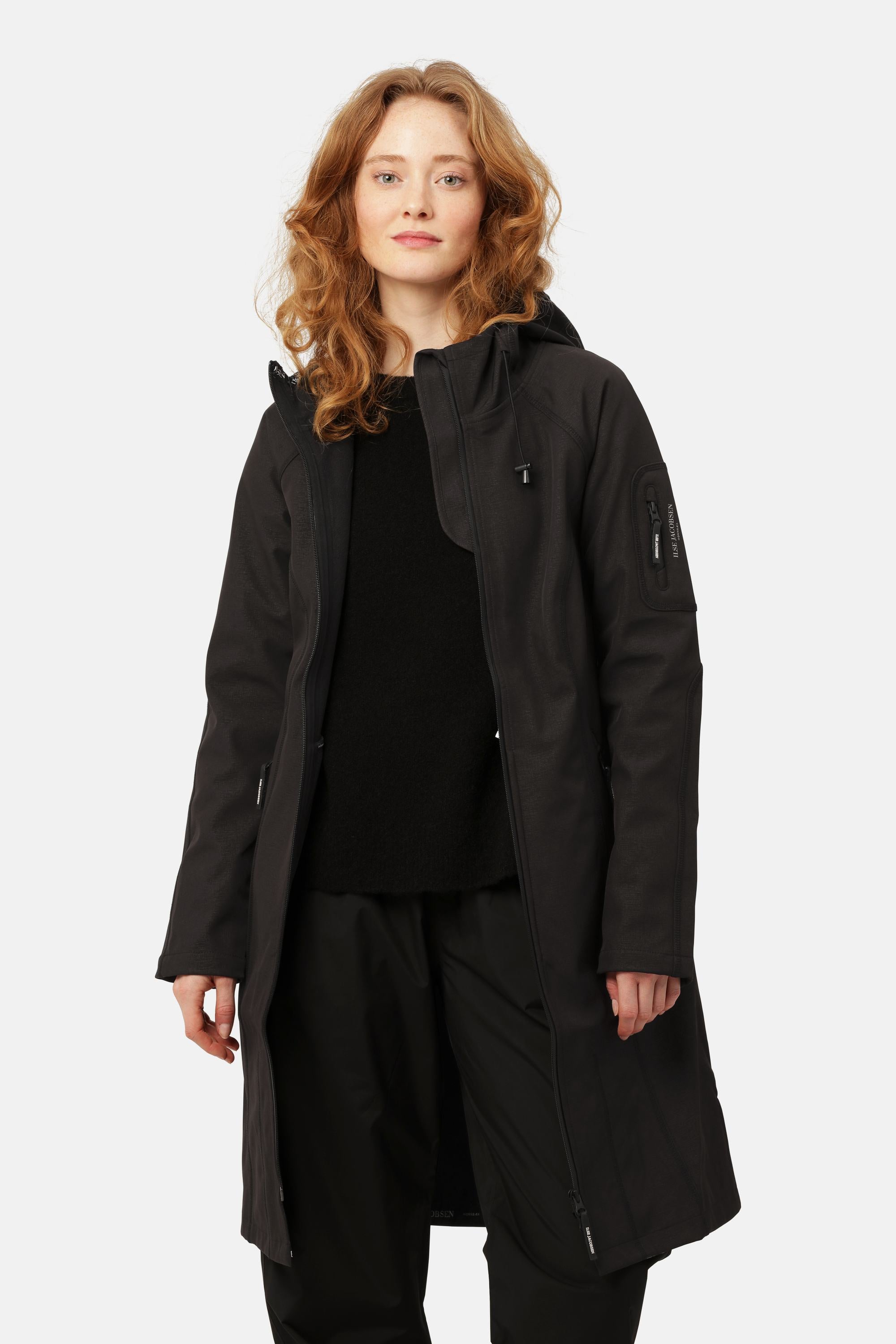 Long Softshell Raincoat - Black