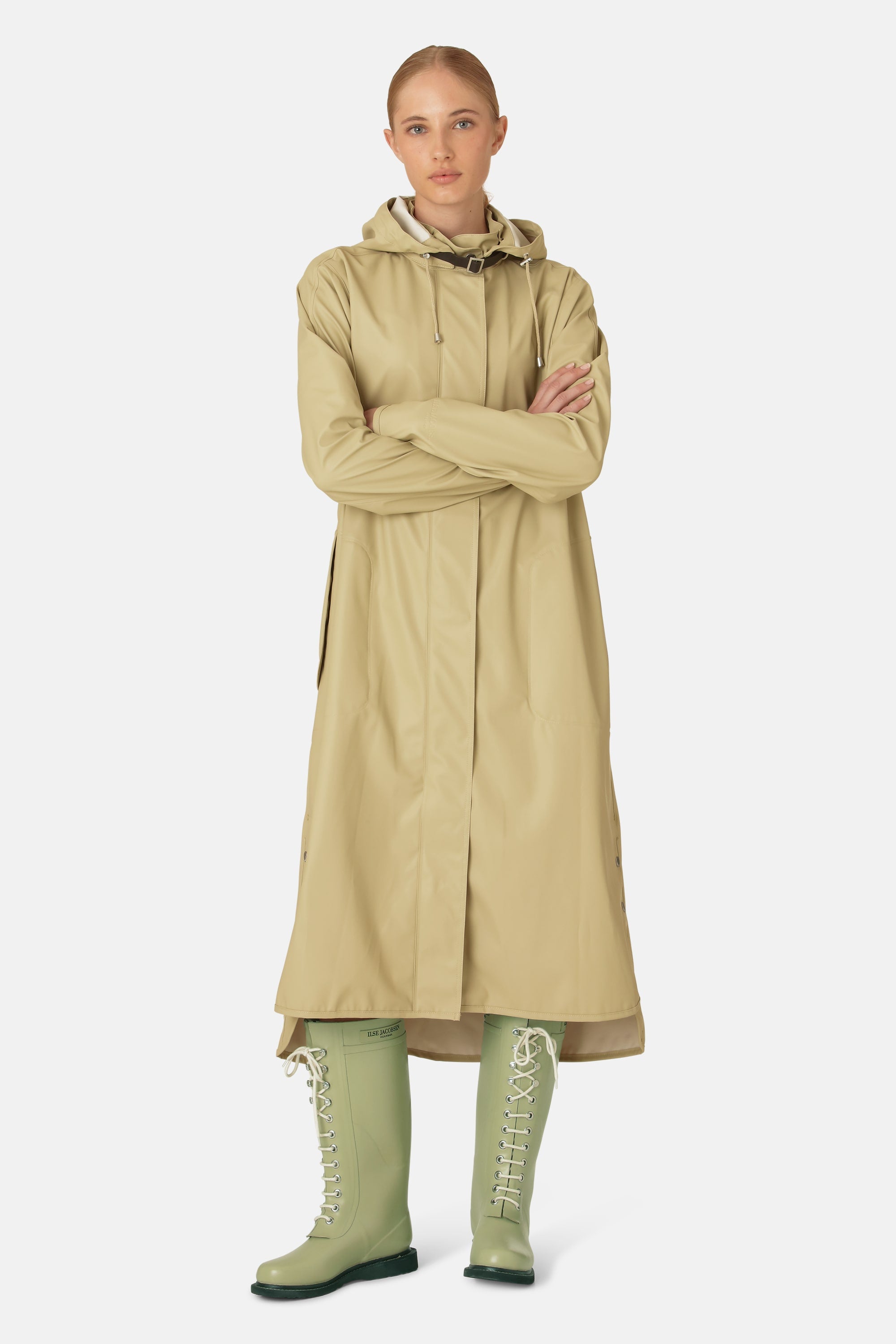 Long Light Raincoat - Olive Grass