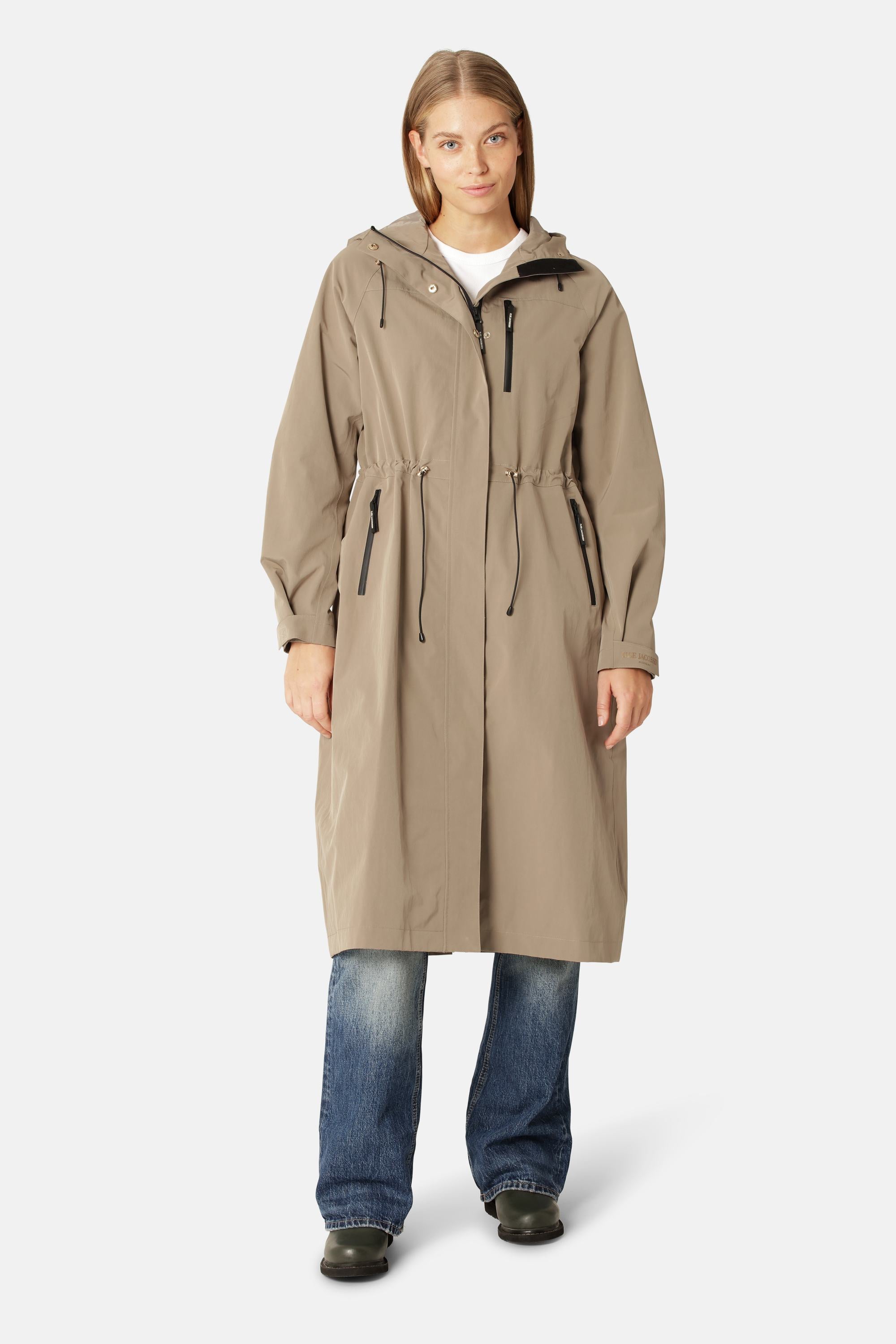Technical Long Raincoat - Greige