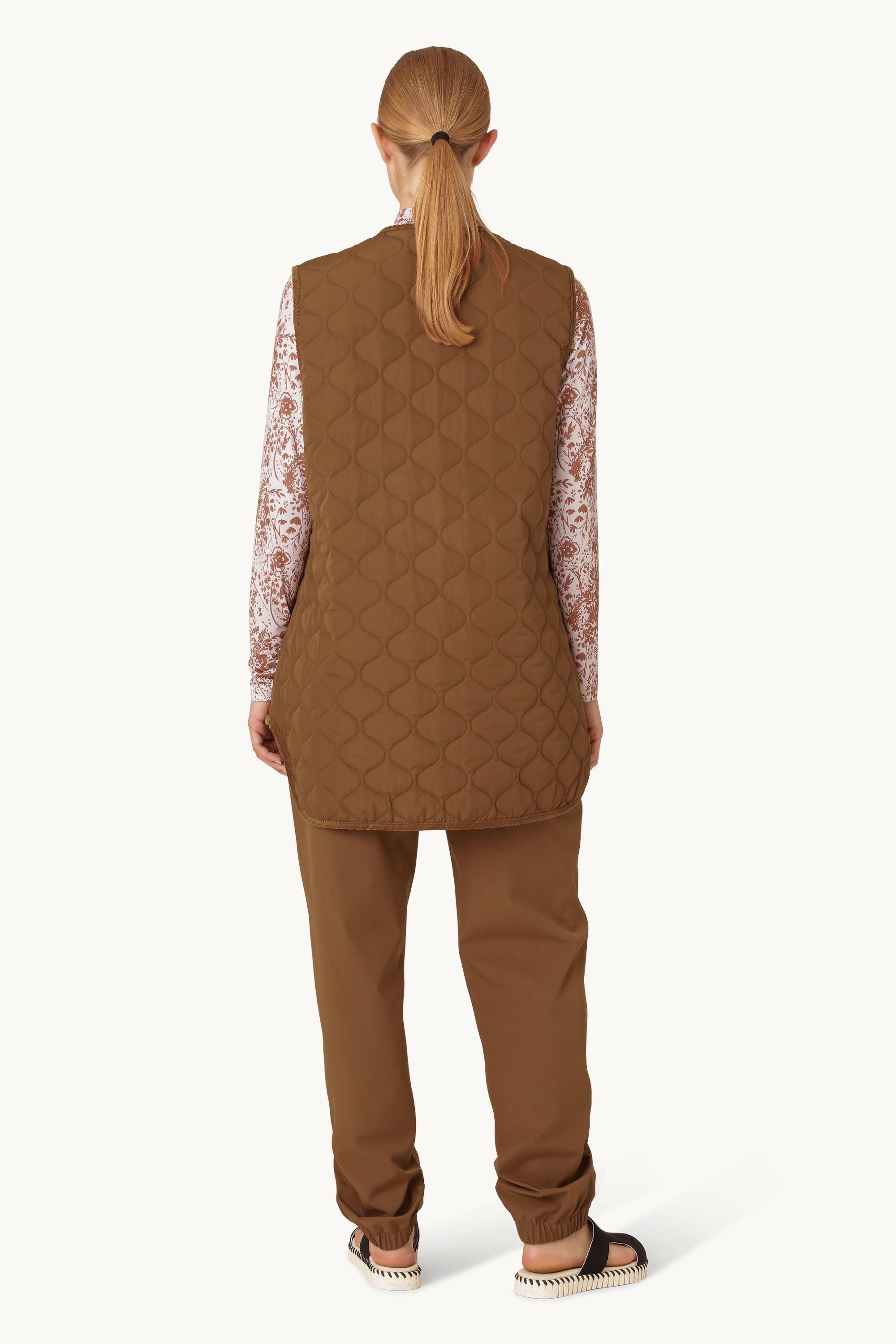 Gilet Long Quilt - Noyer