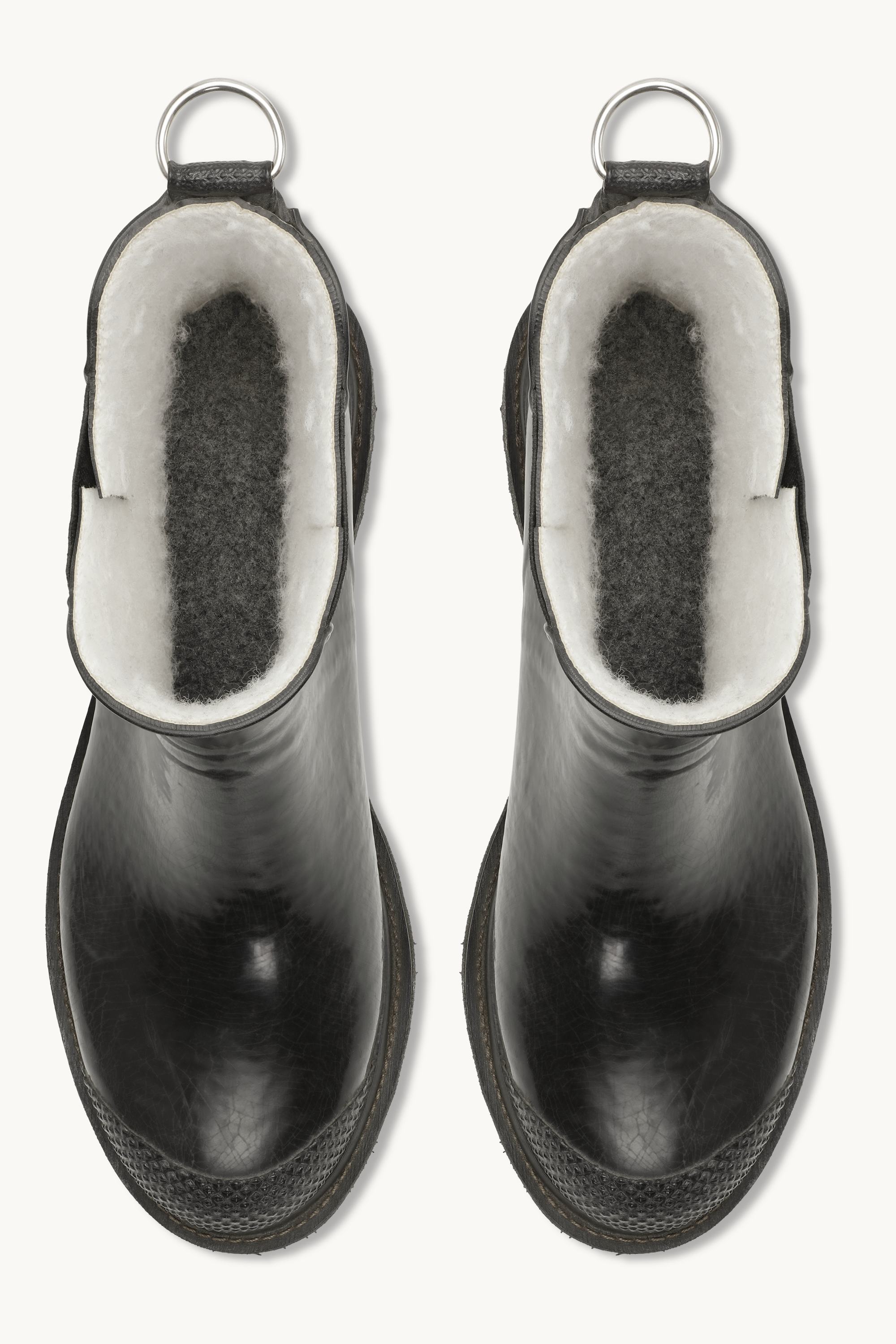 Short Rubber Boots With High Heel - Black