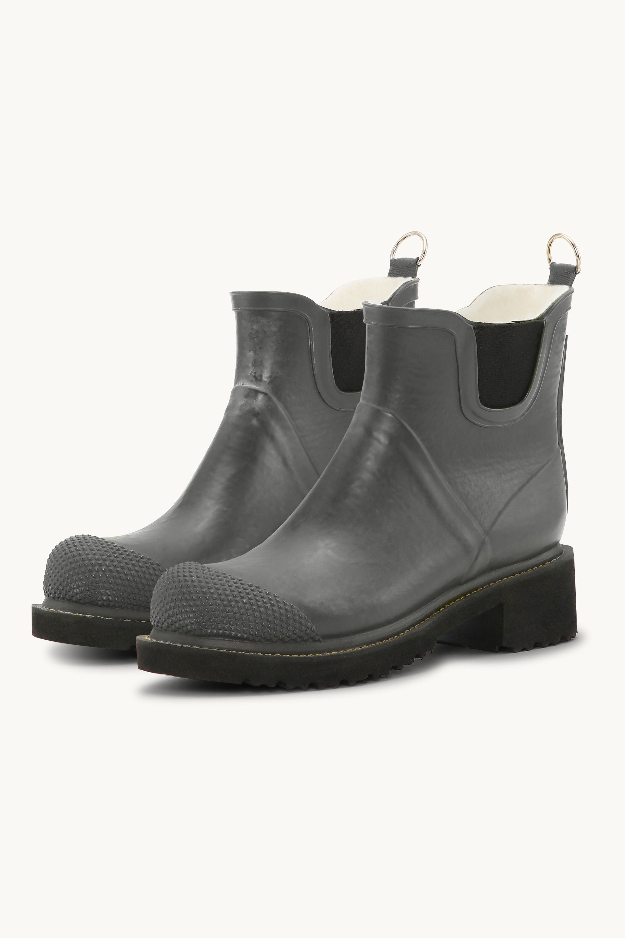 Short Rubber Boots With High Heel - Grey