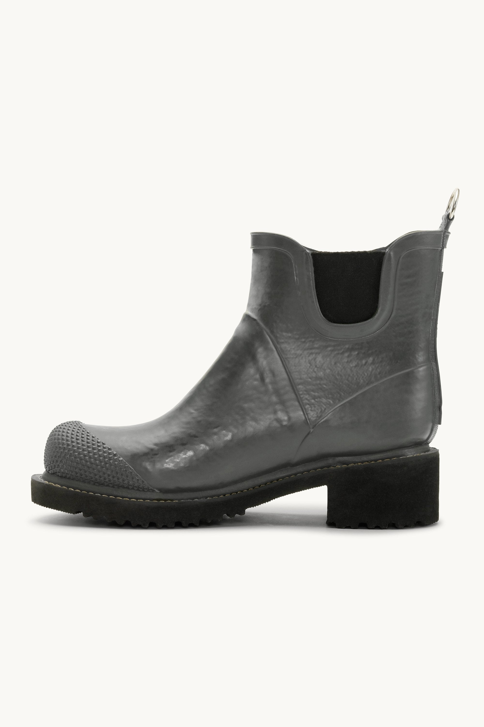 Short Rubber Boots With High Heel - Grey