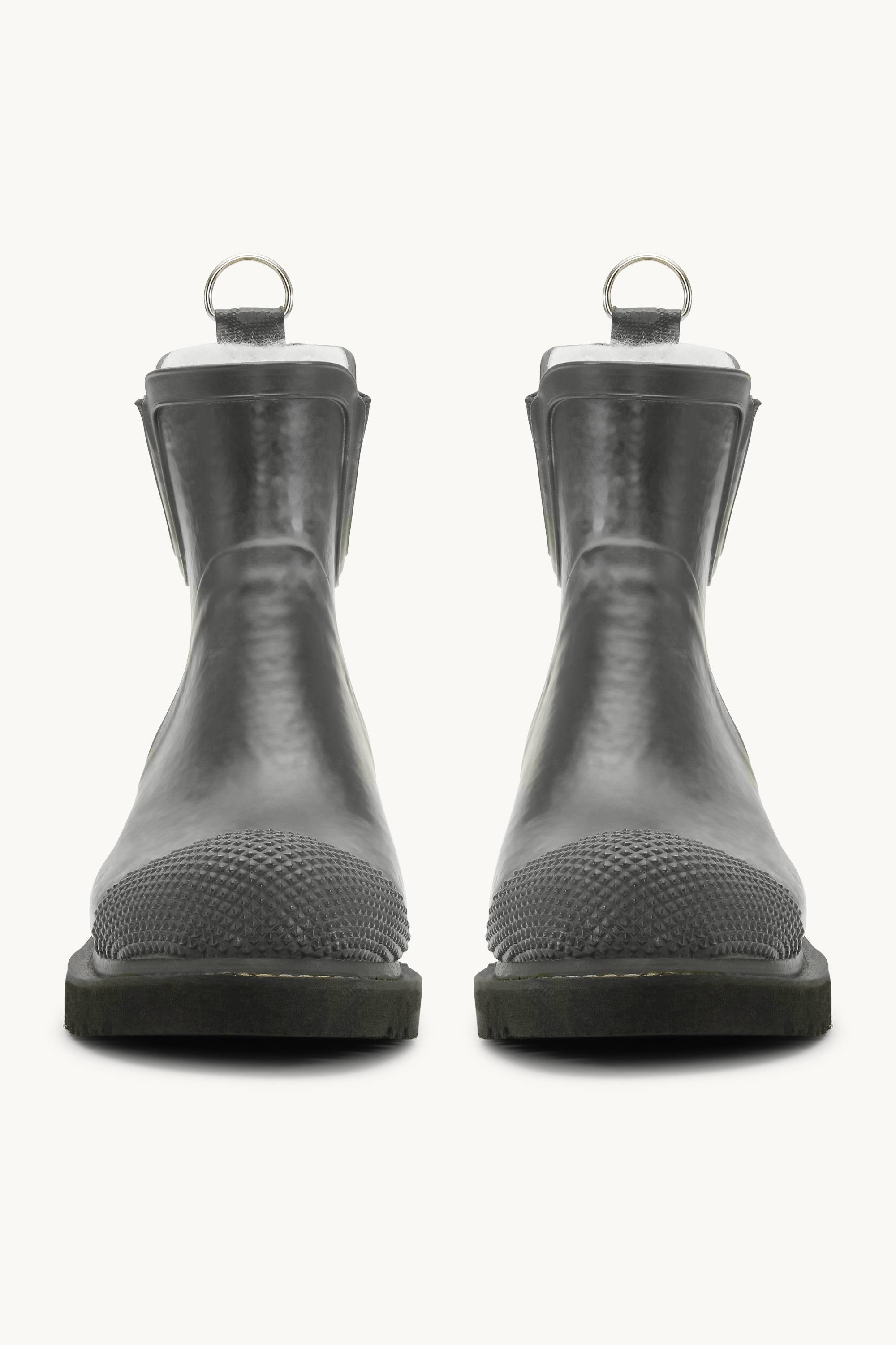 Short Rubber Boots With High Heel - Grey
