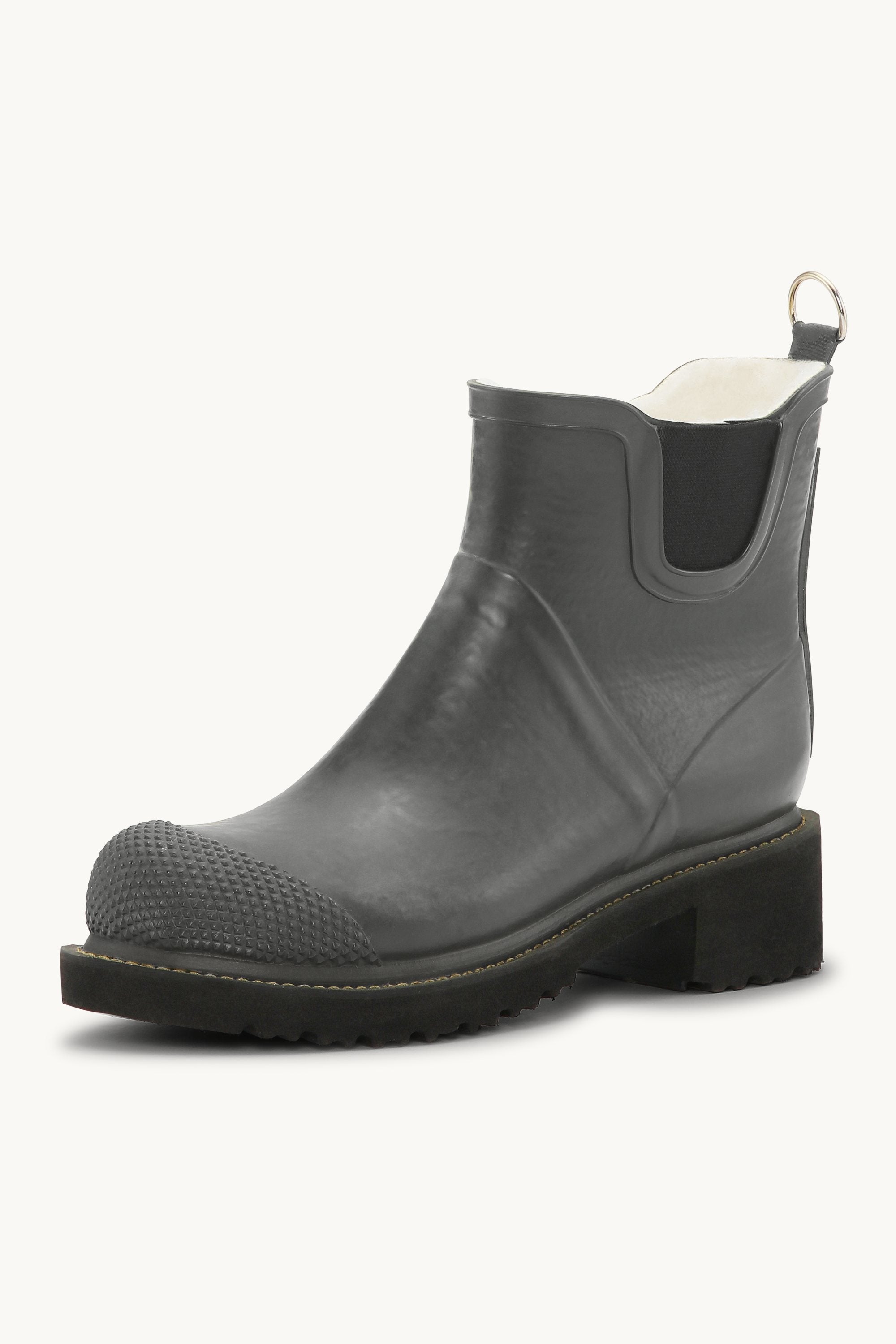 Short Rubber Boots With High Heel - Grey