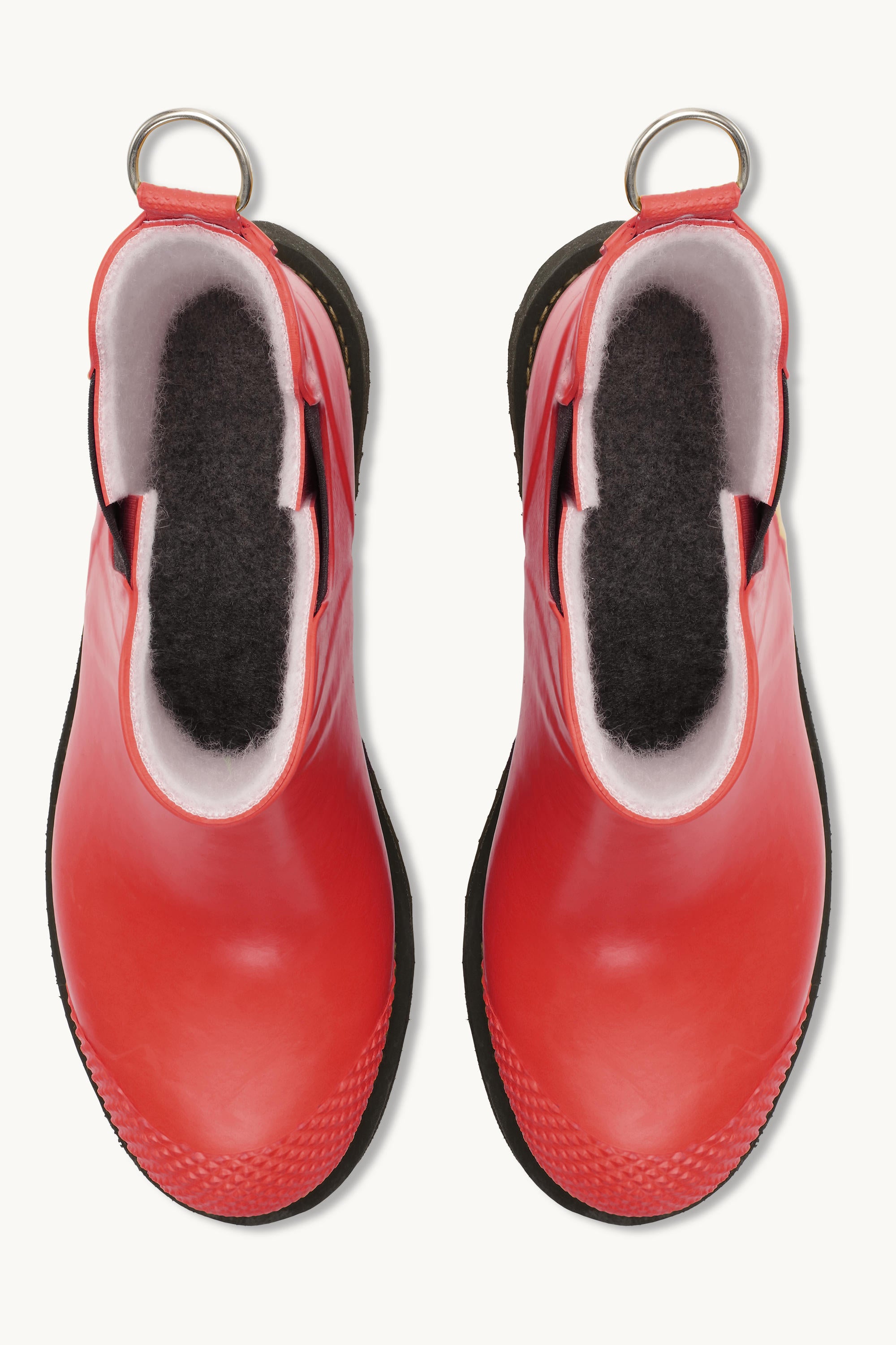 Short Rubber Boots With High Heel - Deep Red