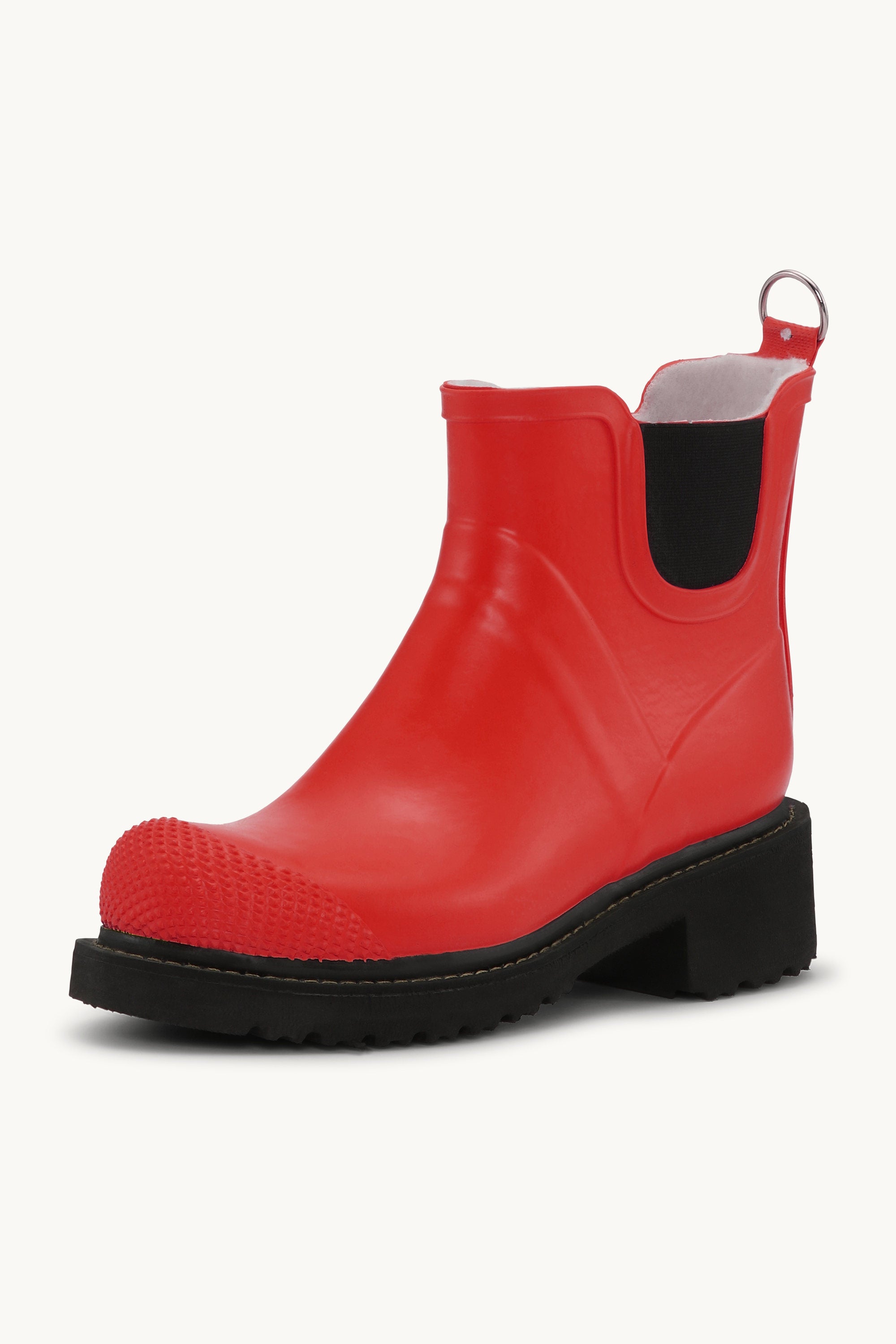 Short Rubber Boots With High Heel - Deep Red