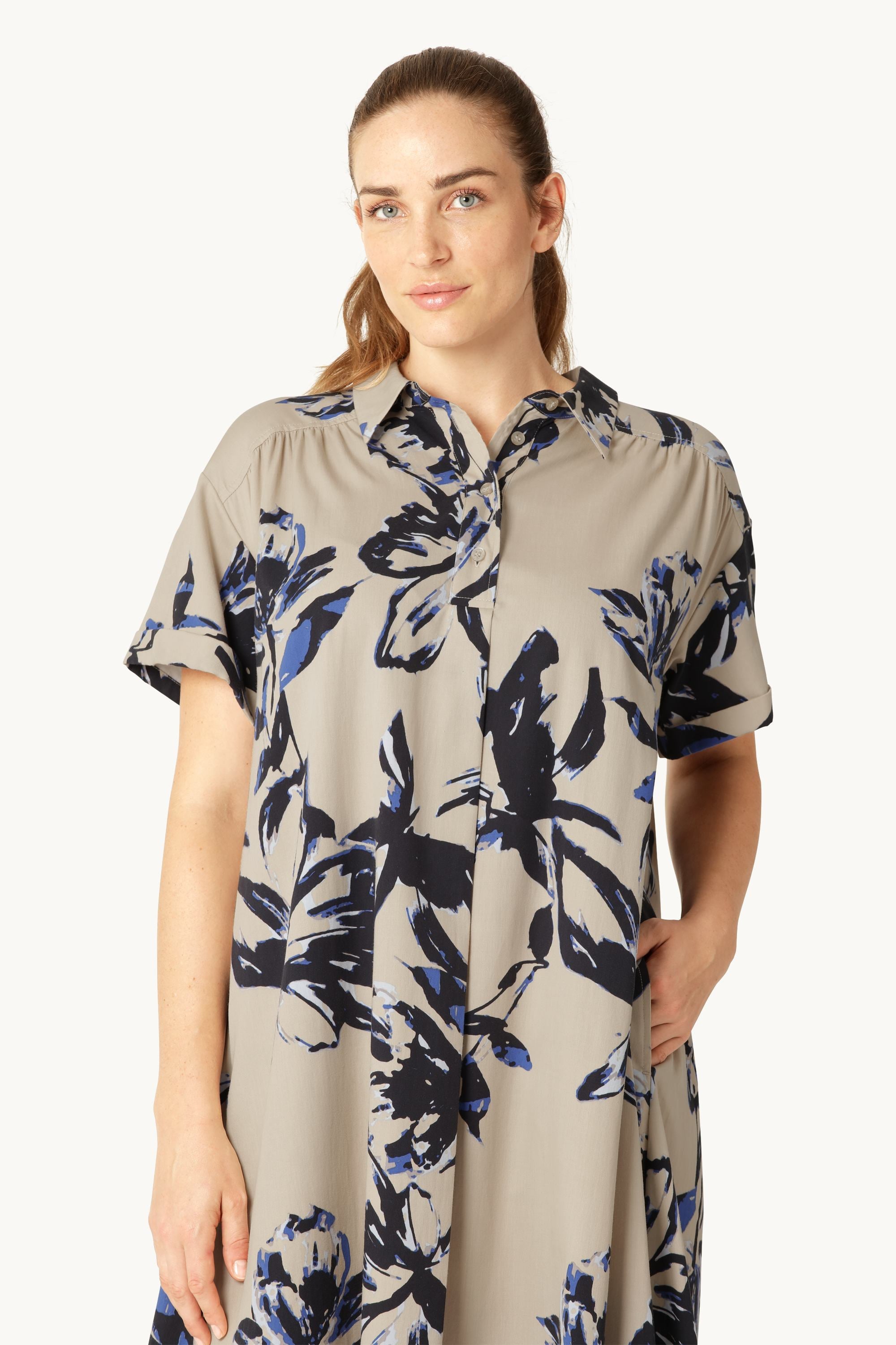 Robe Longue A-ligne - Sand Artsy Stroke Flower