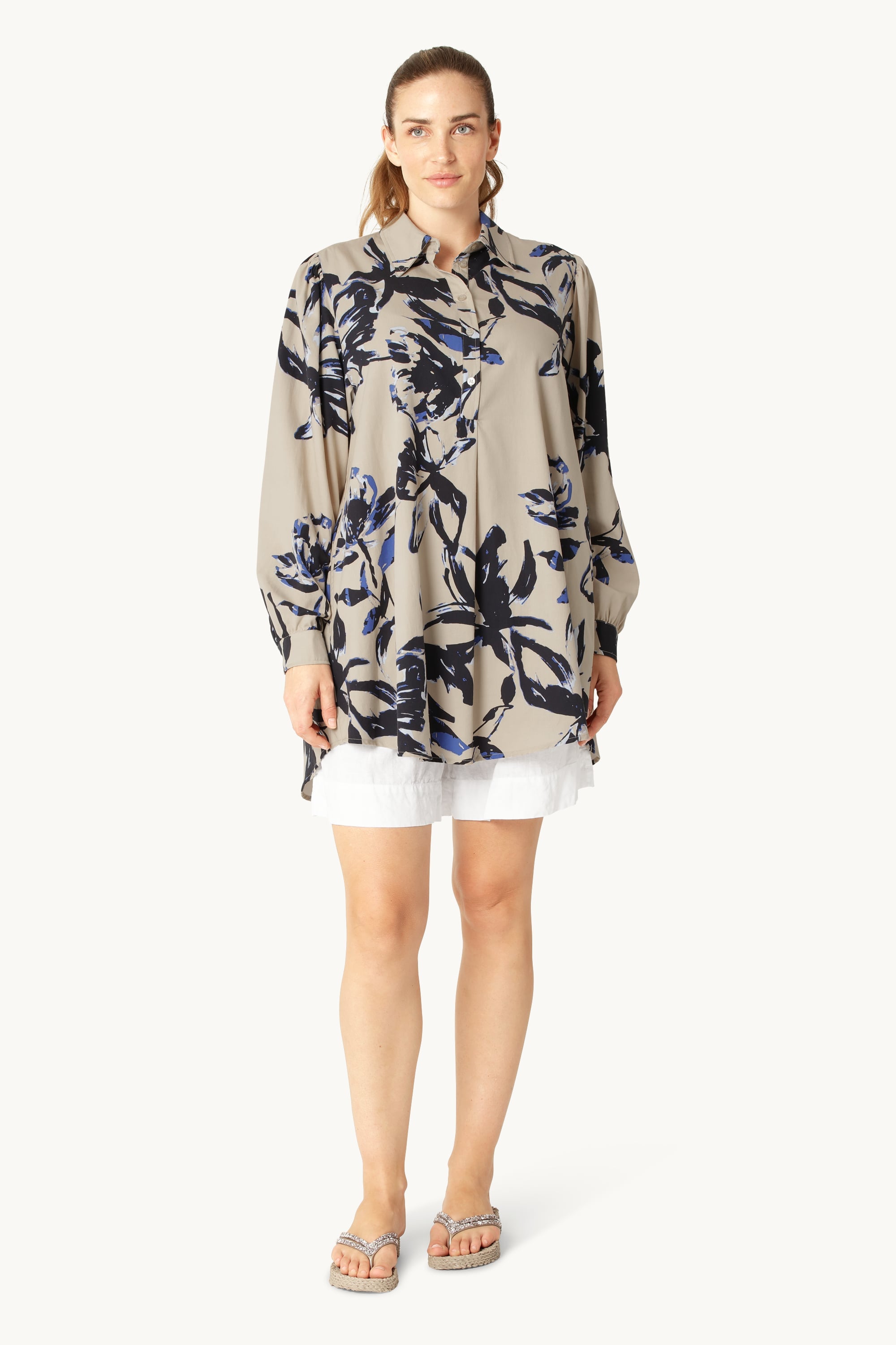 Robe Tunique Longue - Sand Artsy Stroke Flower