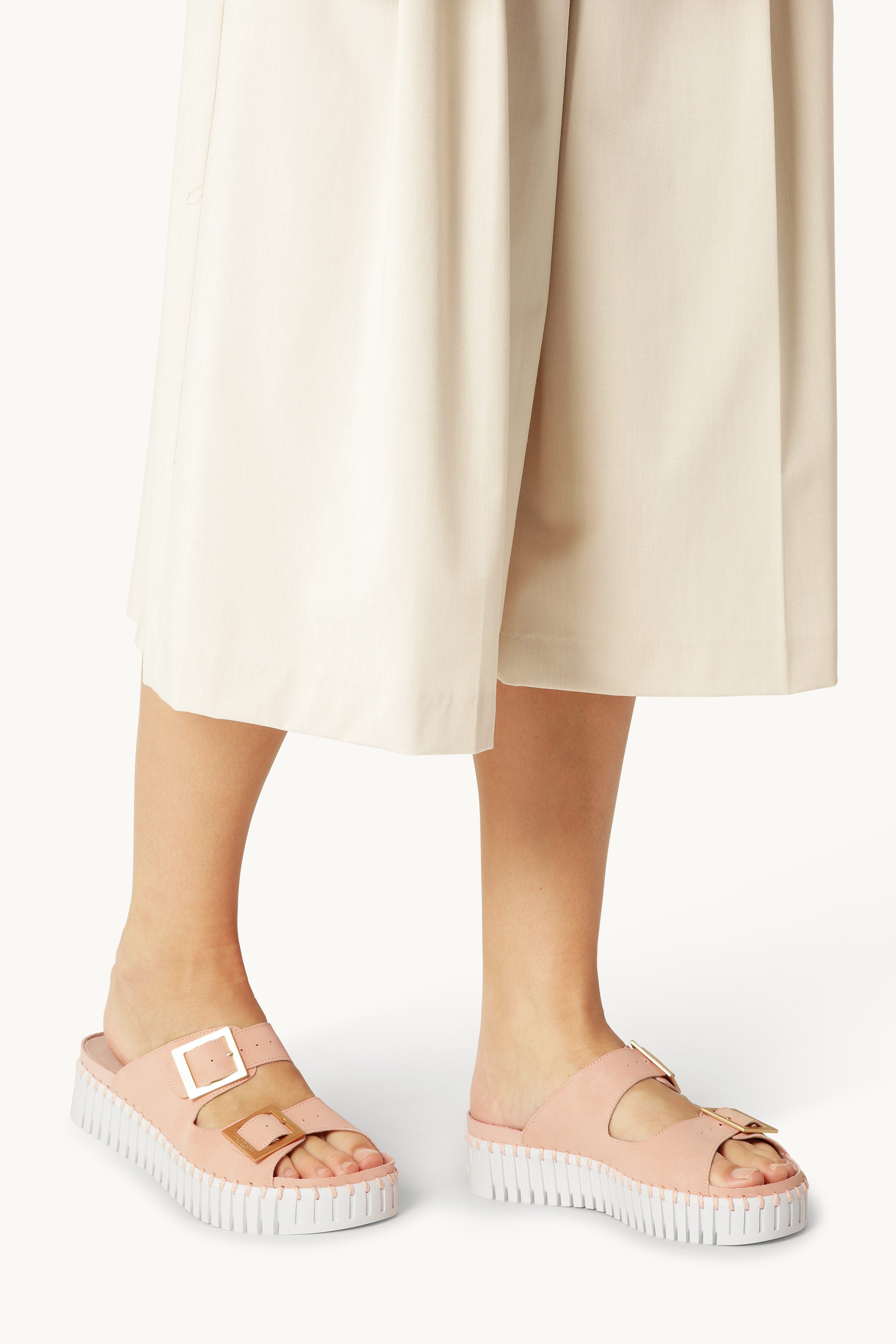 Sandales à Boucles Plateau - Adobe Rose White