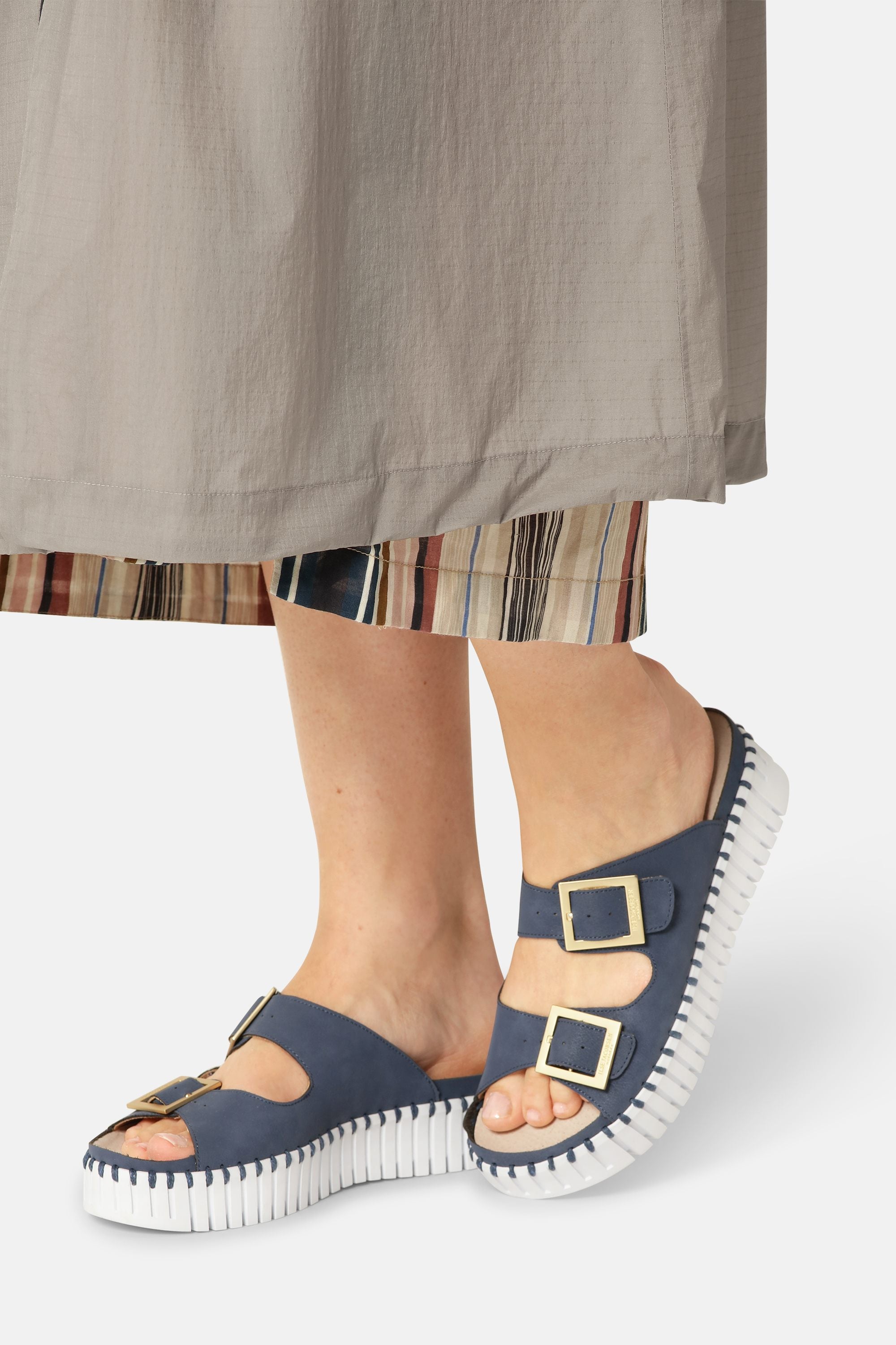Sandales à Boucles Plateau - Blue Greyness White