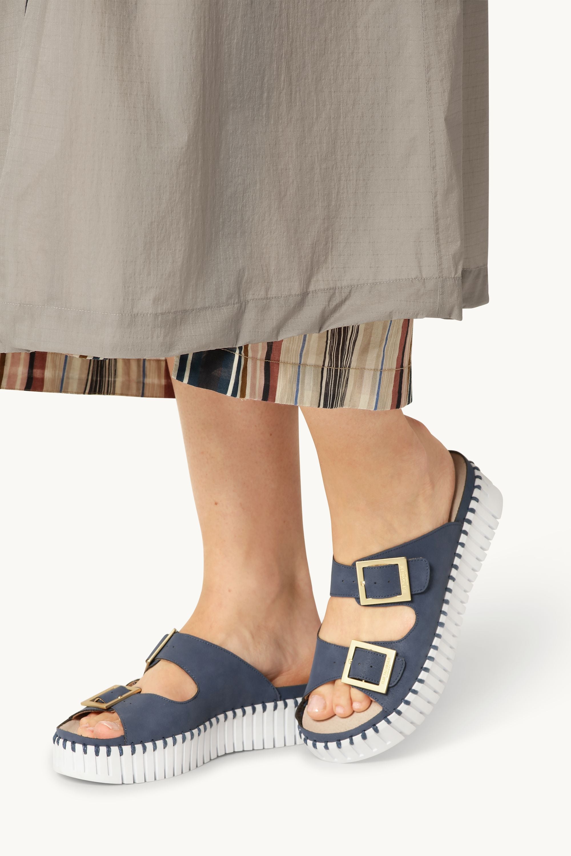 Sandales à Boucles Plateau - Blue Greyness White