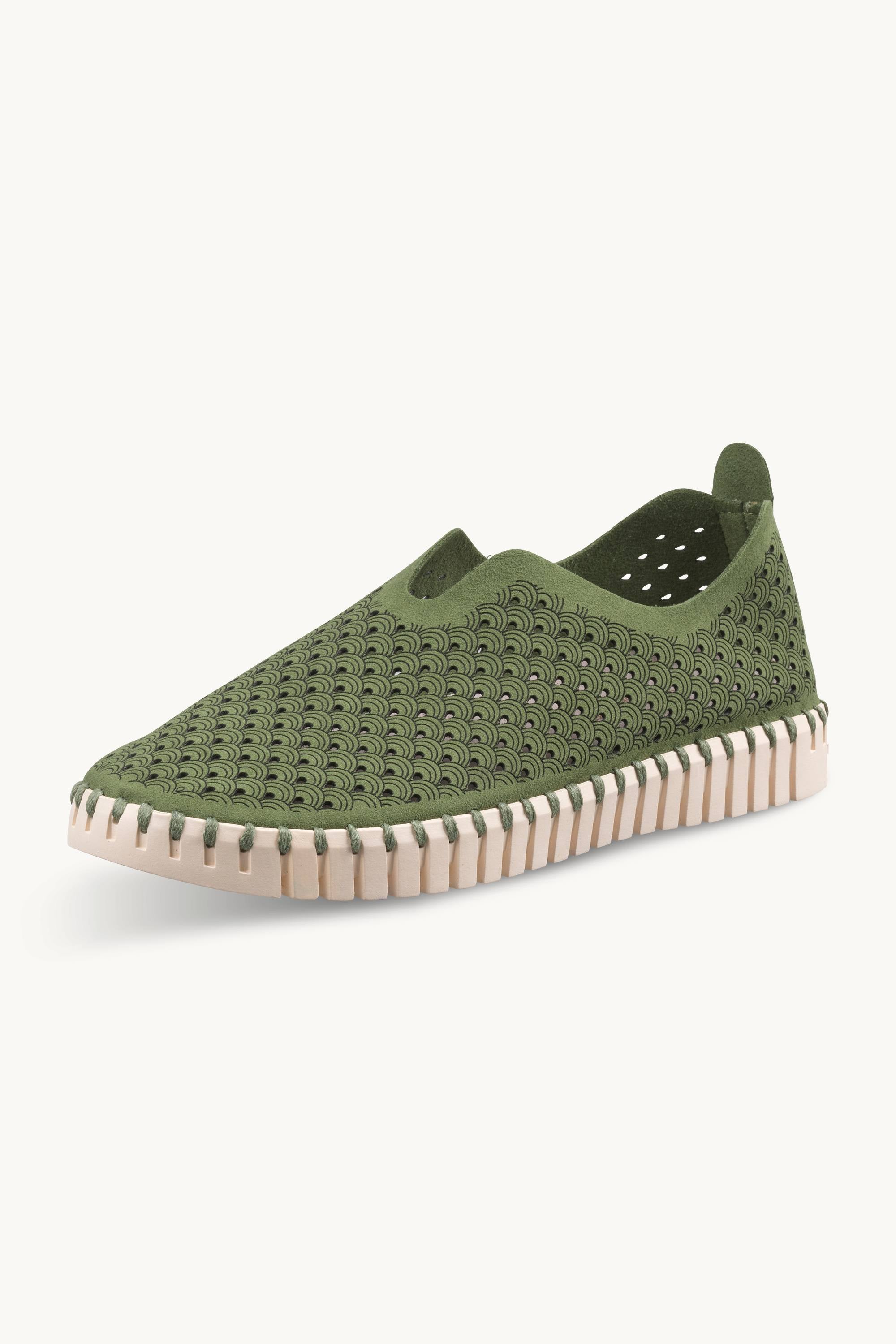 Tulip Shoe - Artichoke Green Pearled Ivory