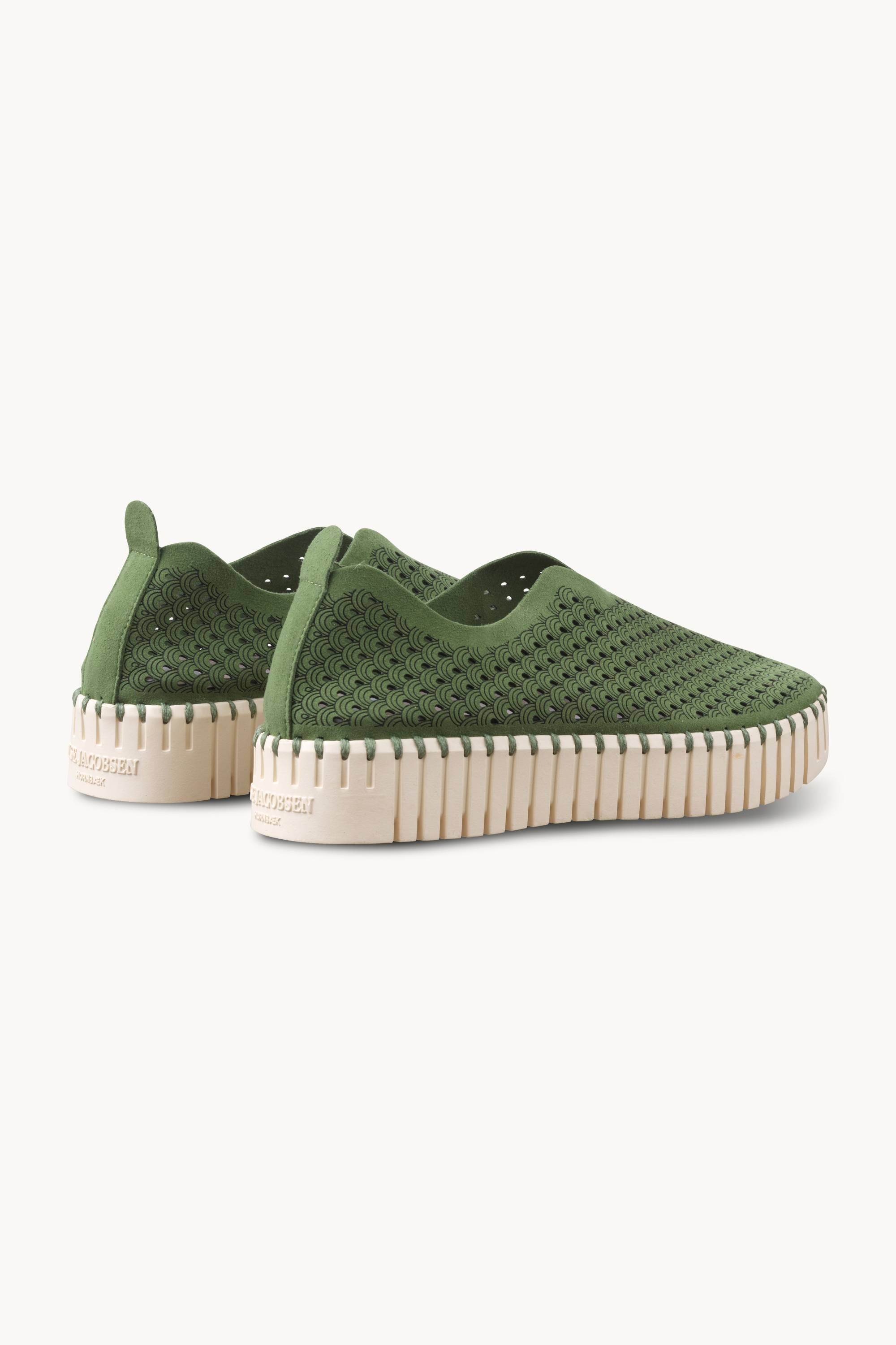 Platform Tulip Flats - Artichoke Green Pearled Ivory