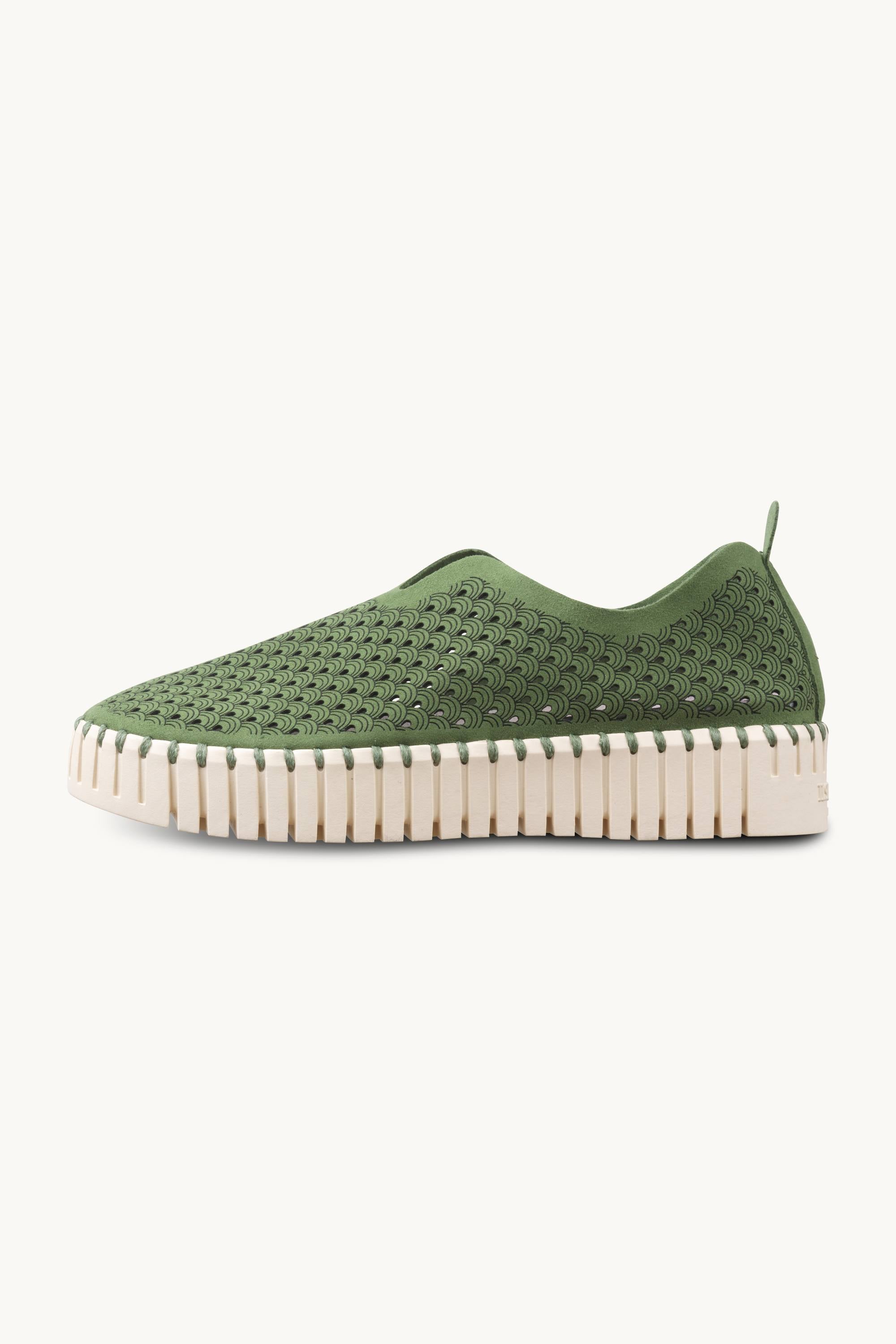 Platform Tulip Flats - Artichoke Green Pearled Ivory