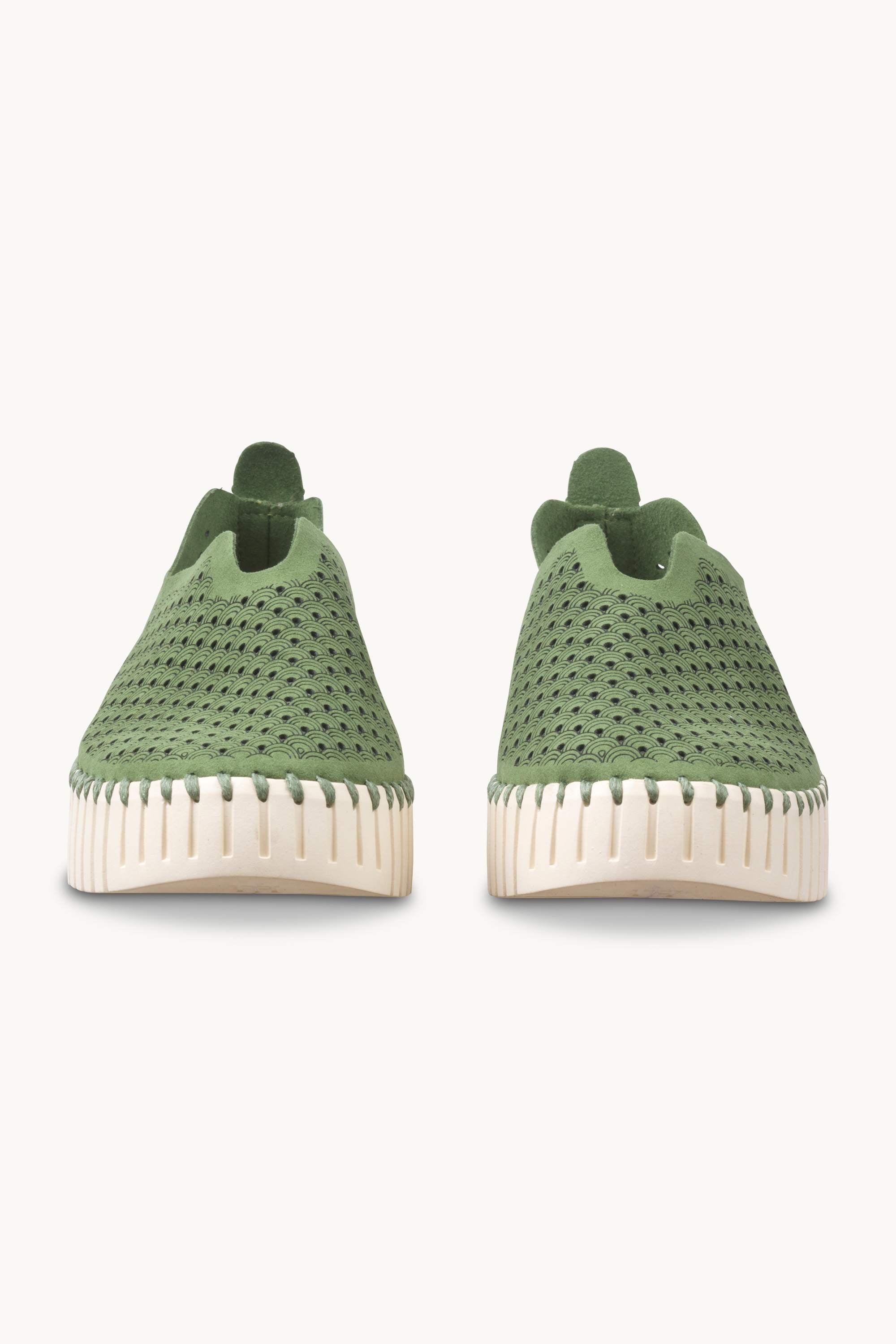 Platform Tulip Flats - Artichoke Green Pearled Ivory
